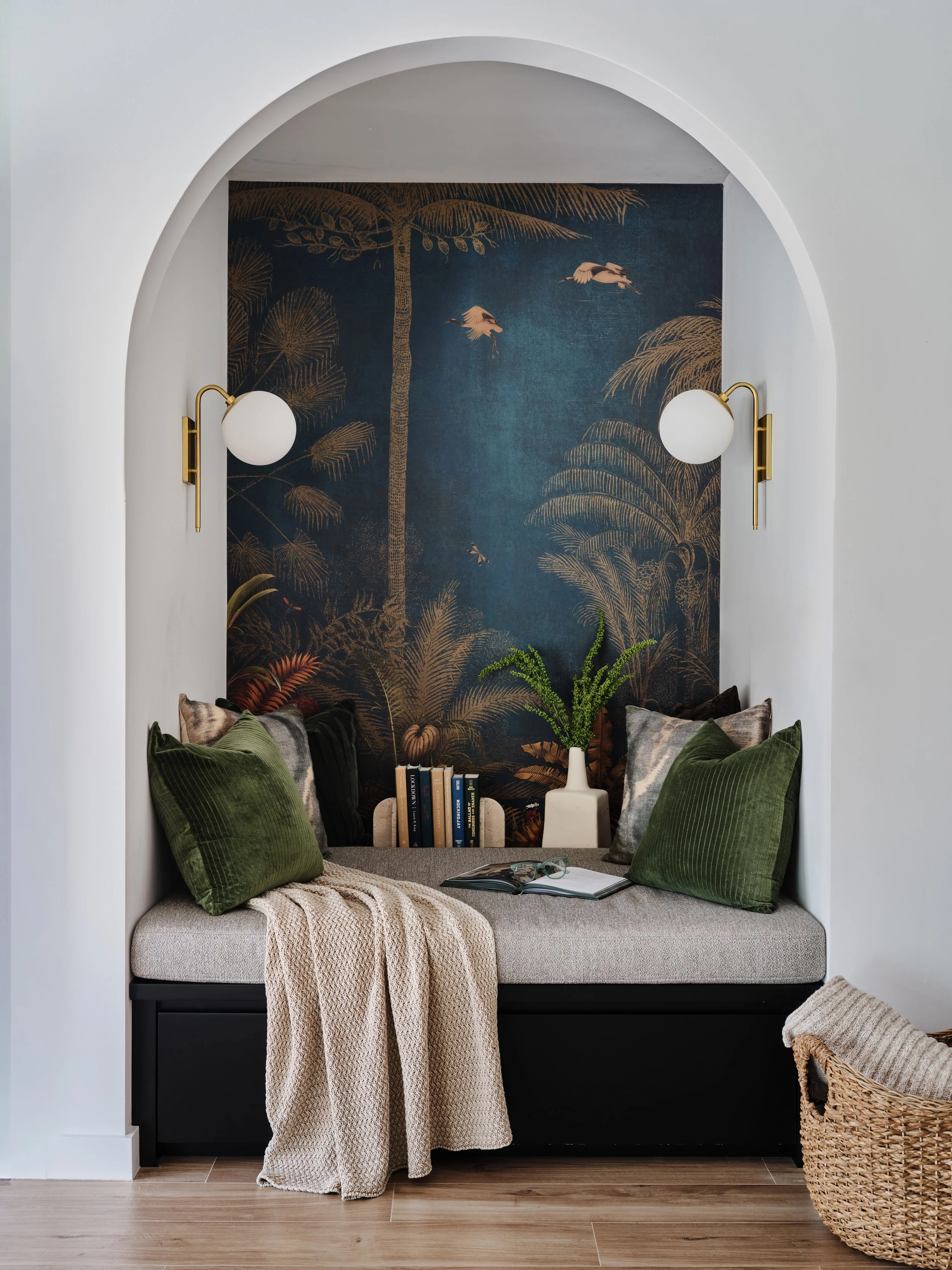 Reading nook in new construction home in Miami, Fl. Interior design by Concept 2 Design