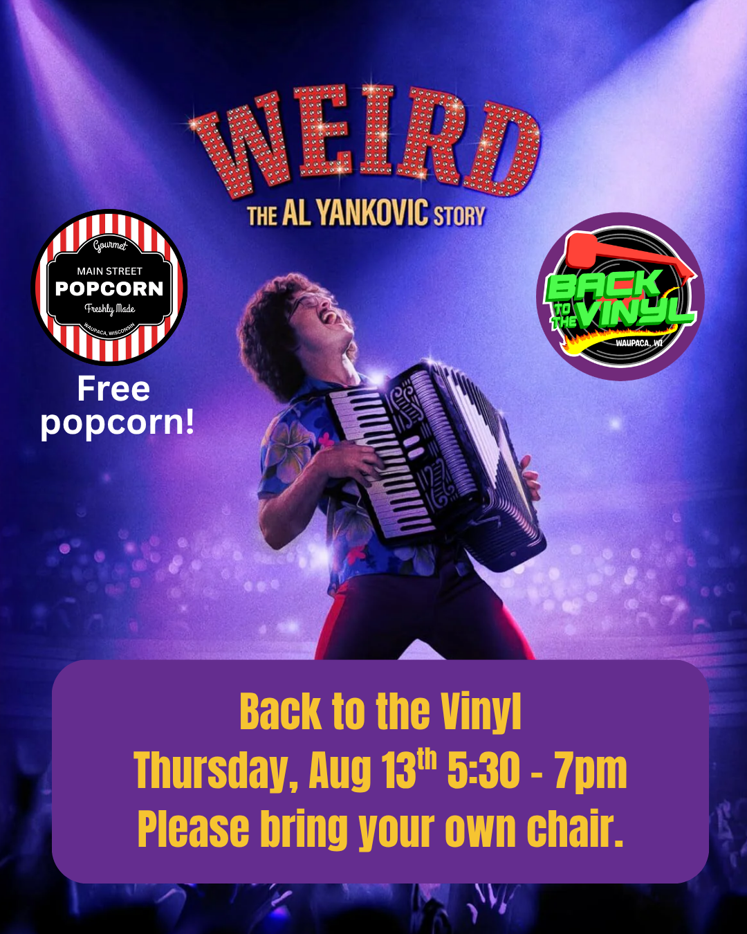 ARTicipation Week Back to the Vinyl Arts on the Square waupaca movie weird al record store