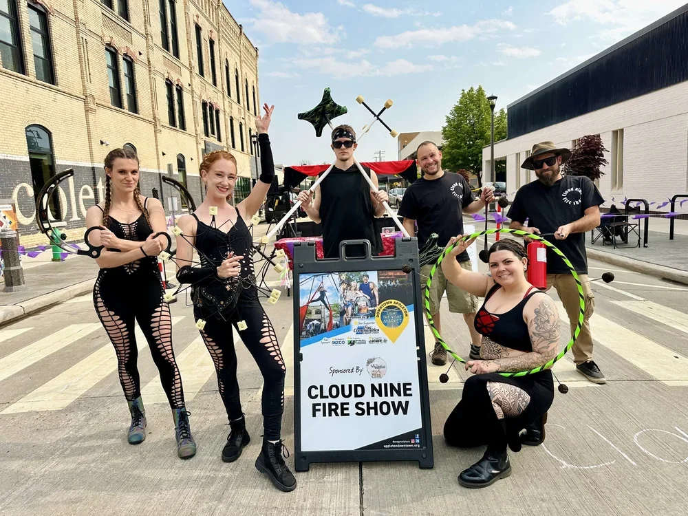 Cloud Nine Fire Show Friday Night Street Dance Arts on the square the jimmys live music fire performance