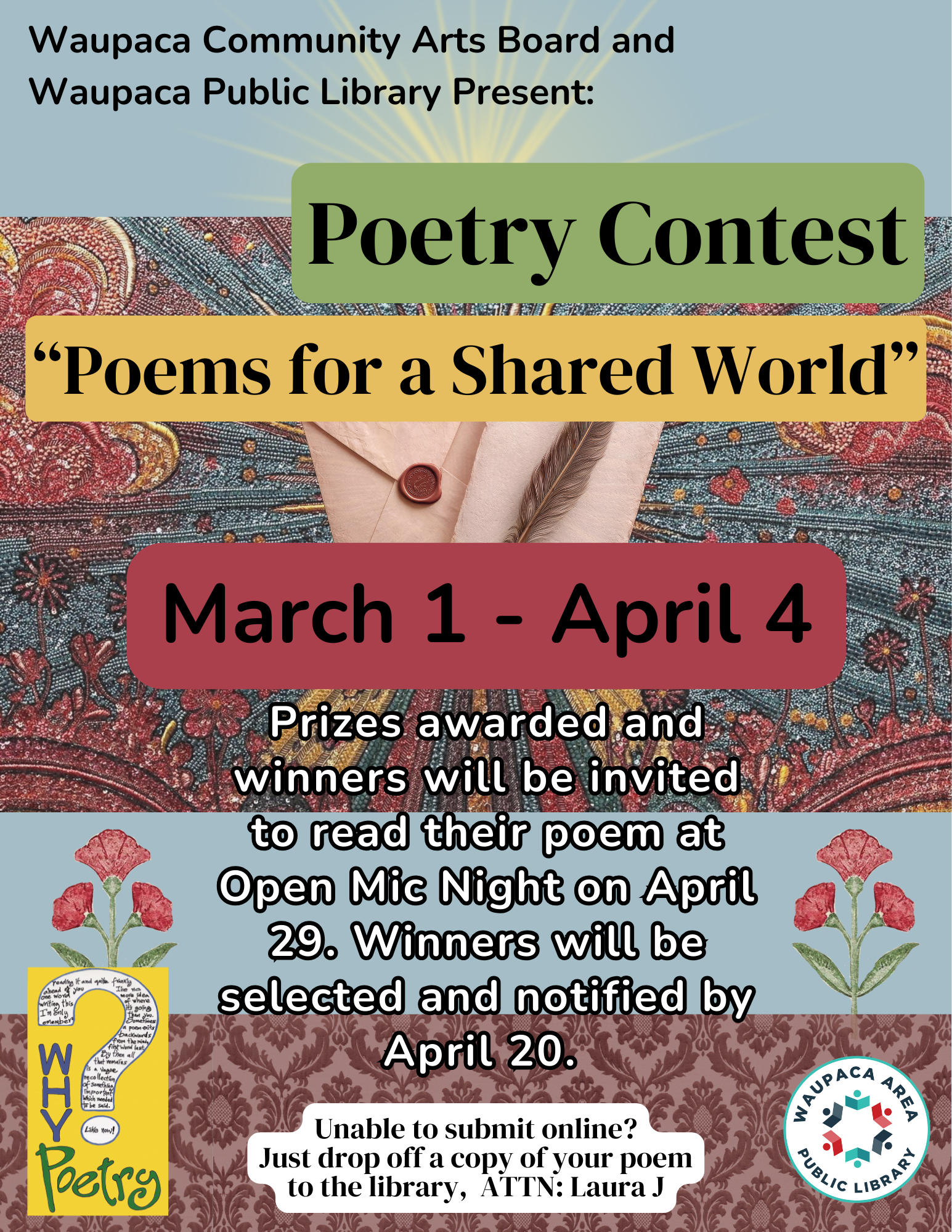 Poetry for a shared world poetry contest waupaca national poetry month