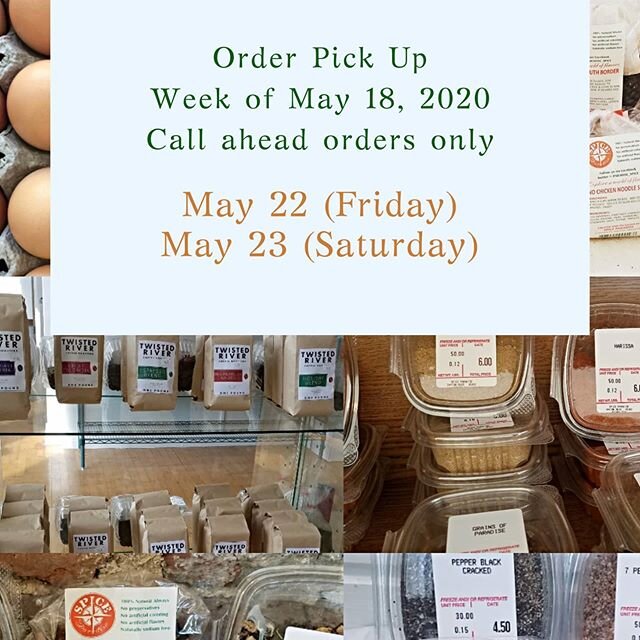 We just keep switching things up. This week order pick ups are Friday and Saturday. 
Call, message or text us.