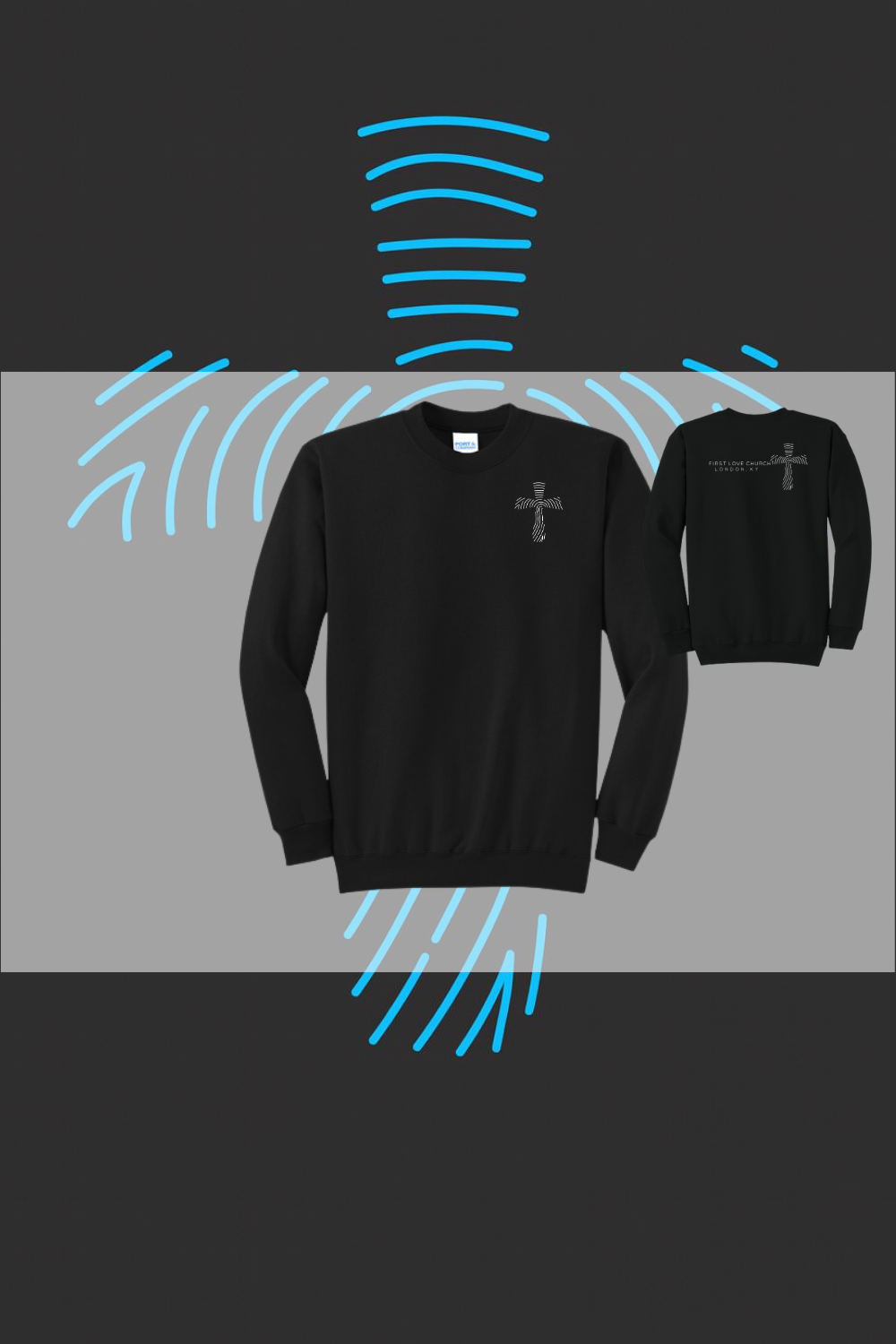 Back logo and Left chest Cross Crewneck