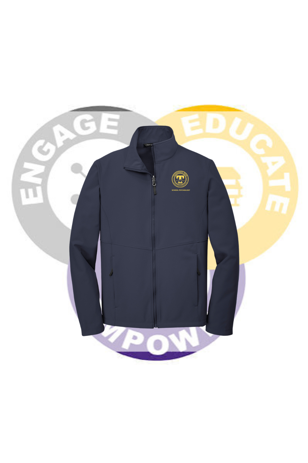 TN Tech School Psychology Navy Unisex Embroidered Soft Shell Jacket