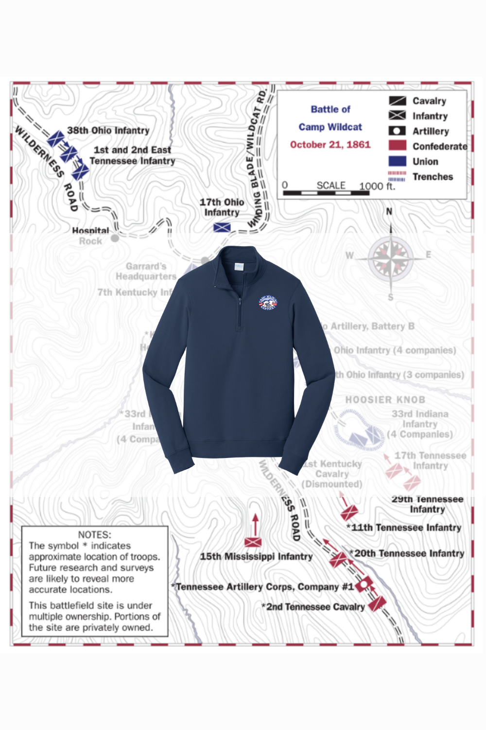 Camp Wildcat 1/4 Zip Printed logo-PC850Q