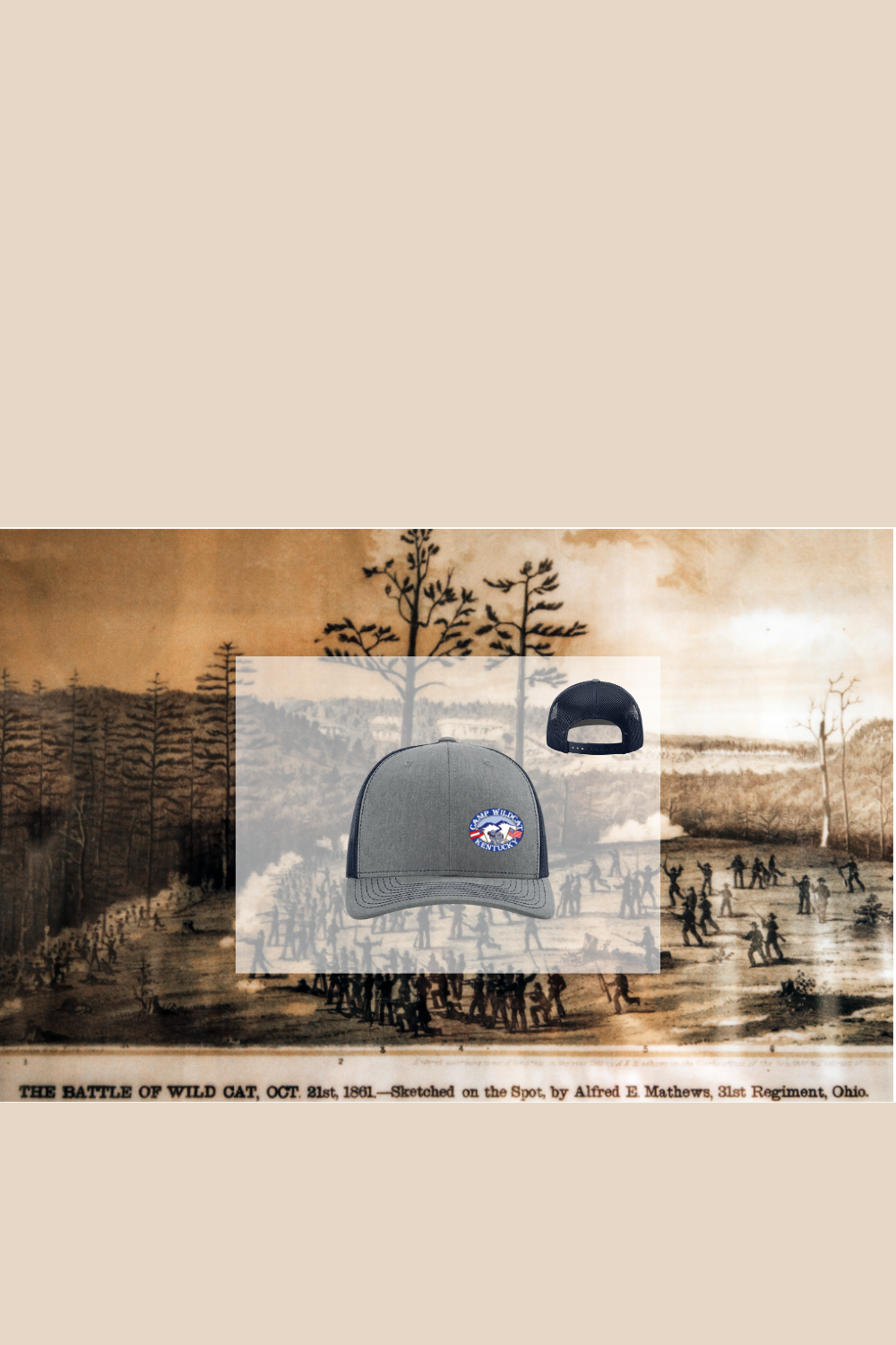 Camp Wildcat Printed Grey/ Navy Richardson Cap-112