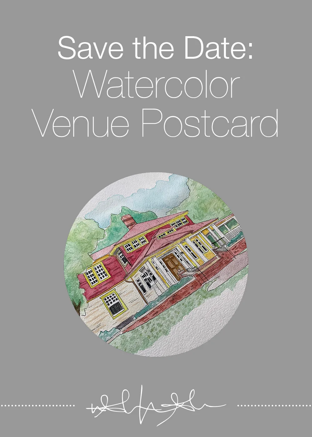 Save the Date: Watercolor Venue Postcard | Off the Beaten Press