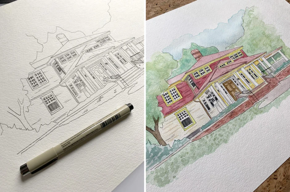 Save the Date: Watercolor Venue Postcard | Off the Beaten Press