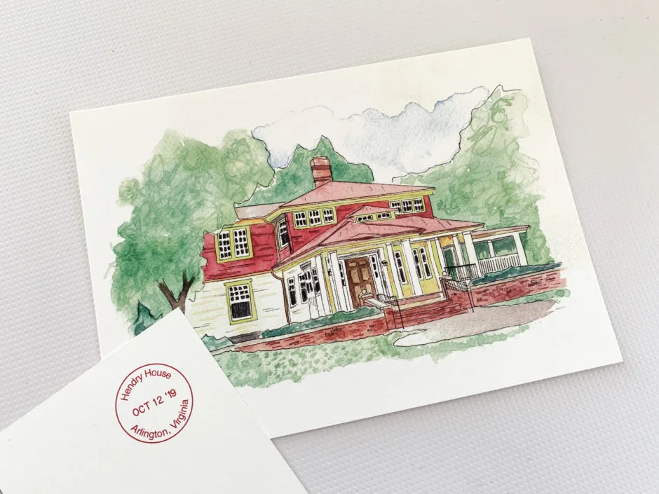 Save the Date: Watercolor Venue Postcard | Off the Beaten Press