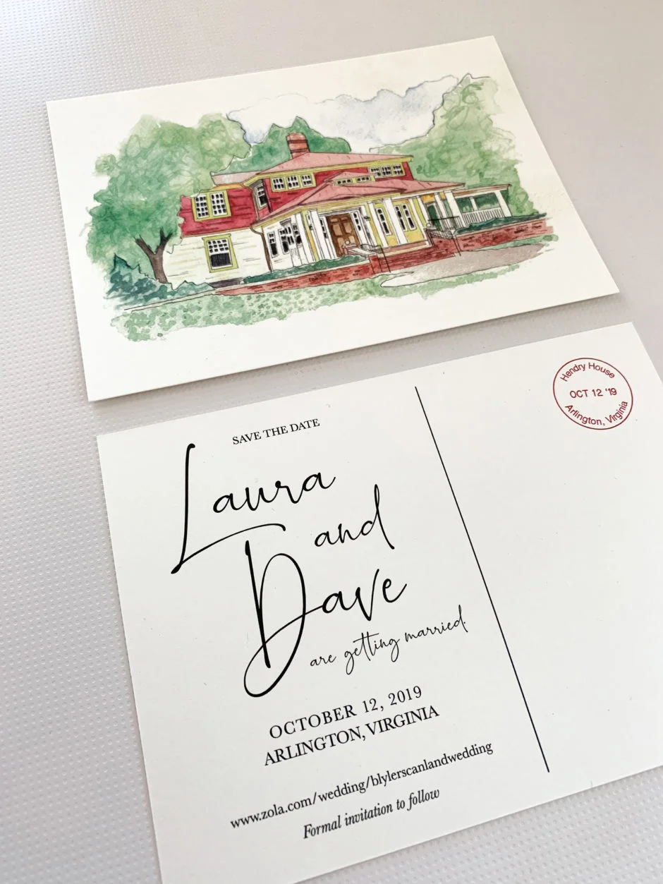 Save the Date: Watercolor Venue Postcard | Off the Beaten Press