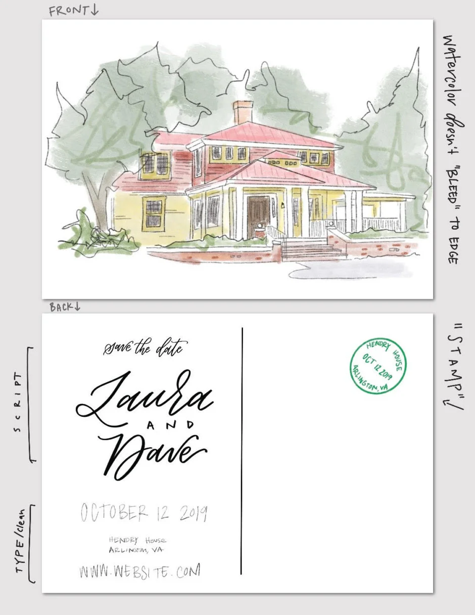 Save the Date: Watercolor Venue Postcard | Off the Beaten Press