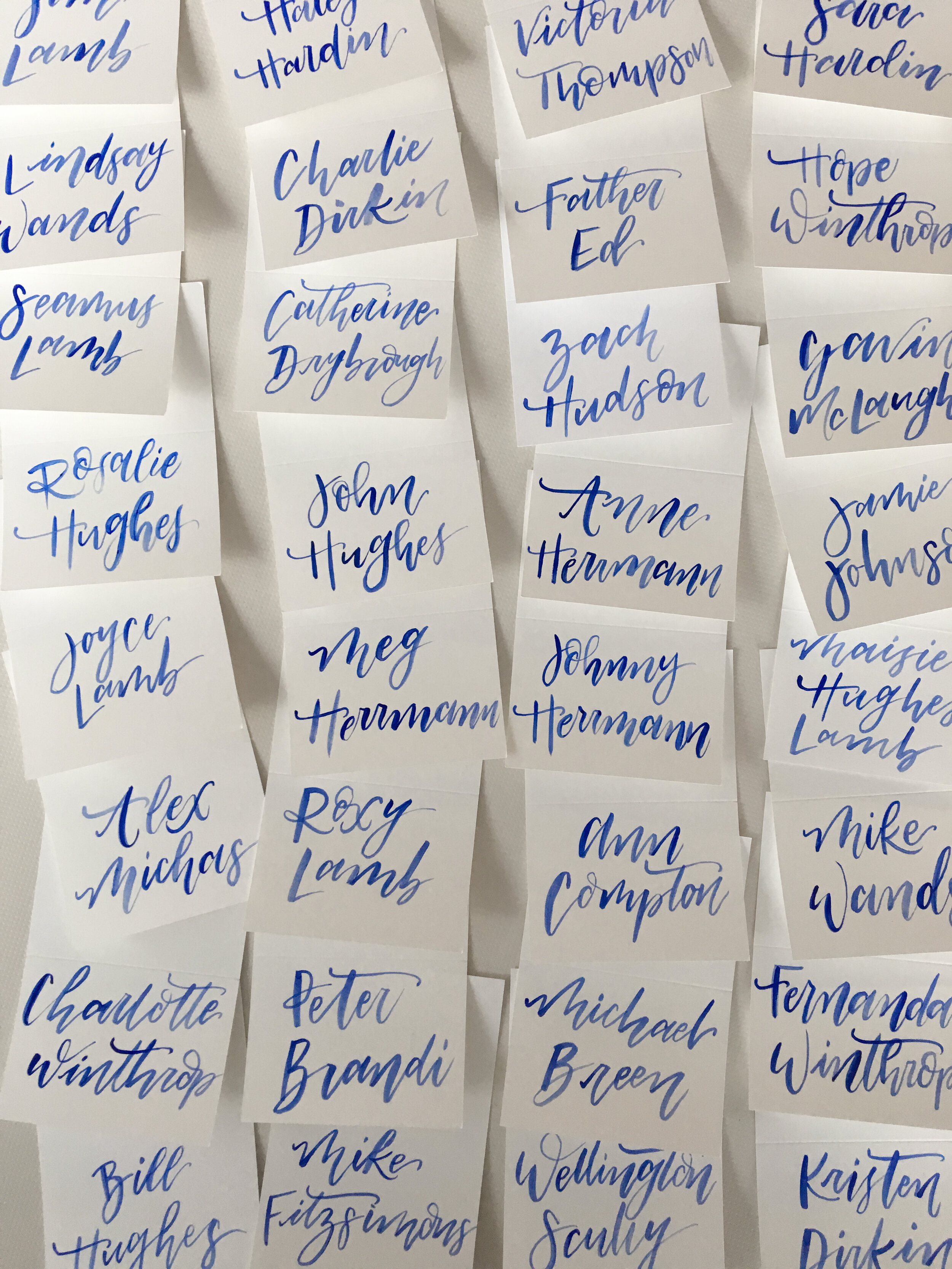  Blue Brush Calligraphy Place Cards 