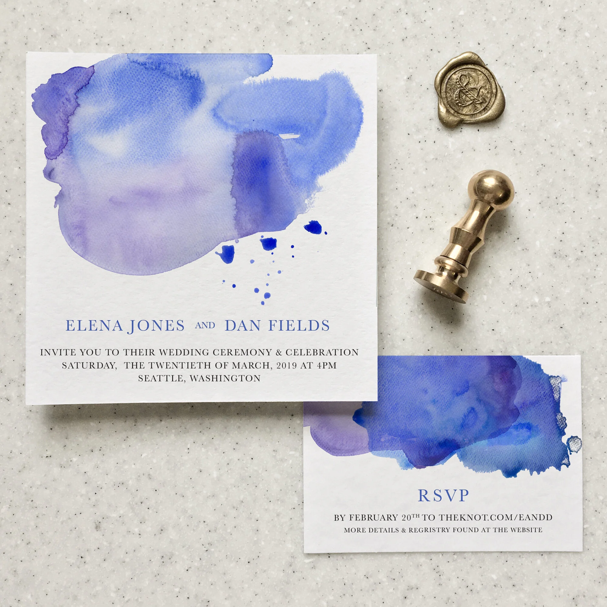  Watercolor Splashes Wedding Invitations  