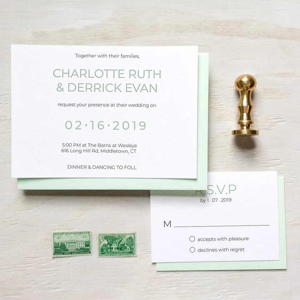  Seafoam Minimal Wedding Invitations  