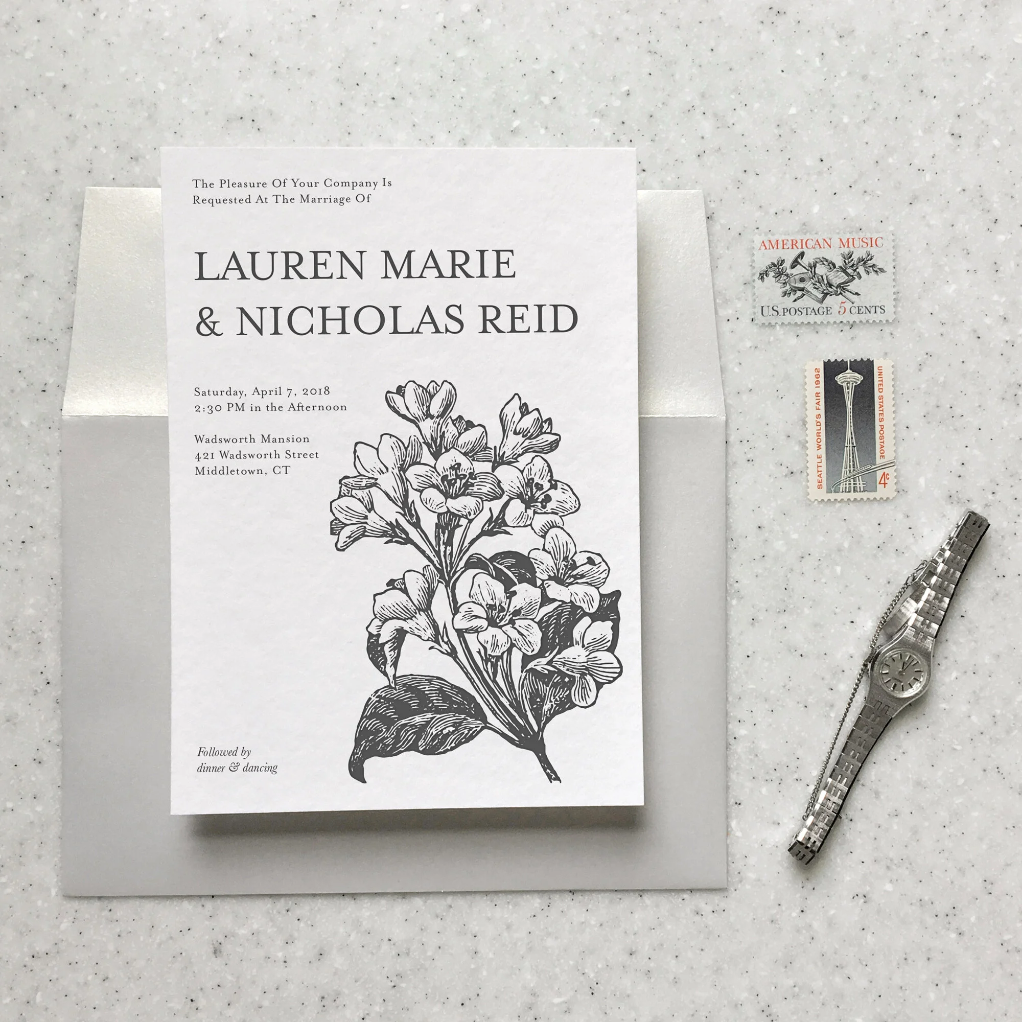  Floral Illustration Wedding Invitations  