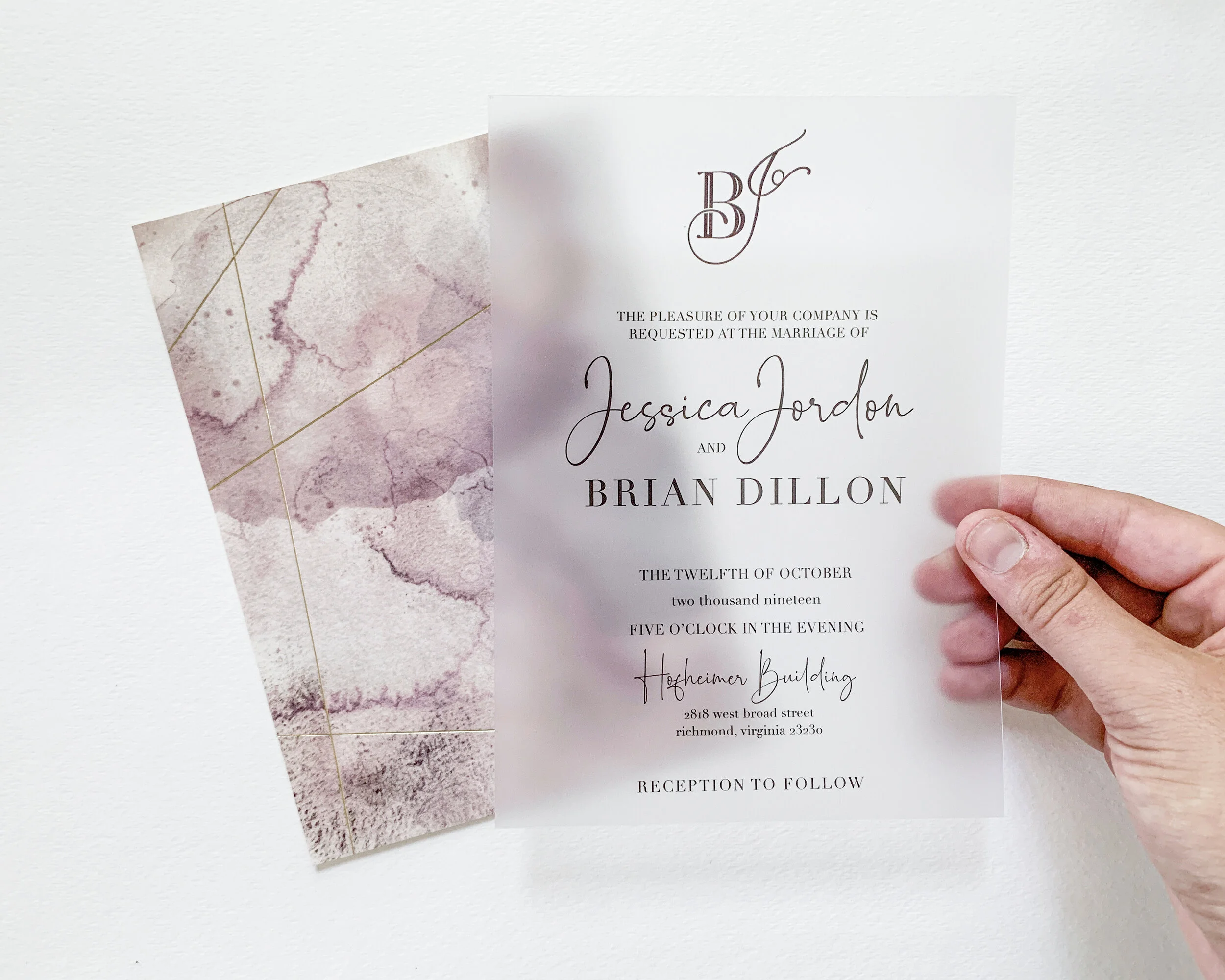  Acrylic, Watercolor and Gold Foil Wedding Invitations  
