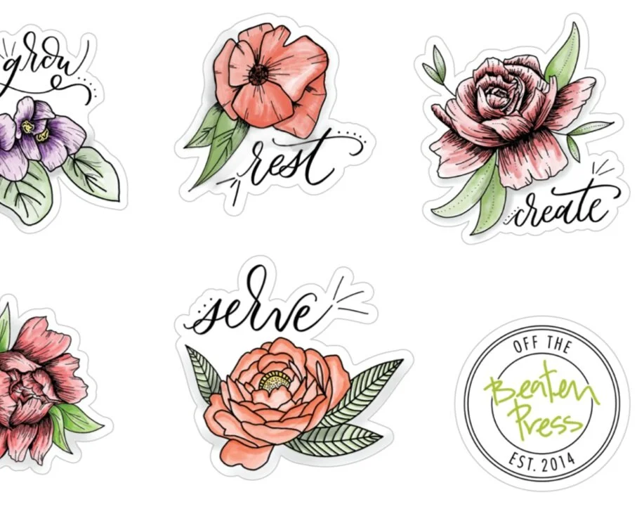 Flower Illustration Sticker Sheet