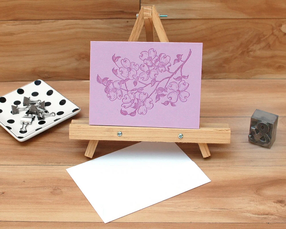 Letterpress Dogwood Flower Blank Cards