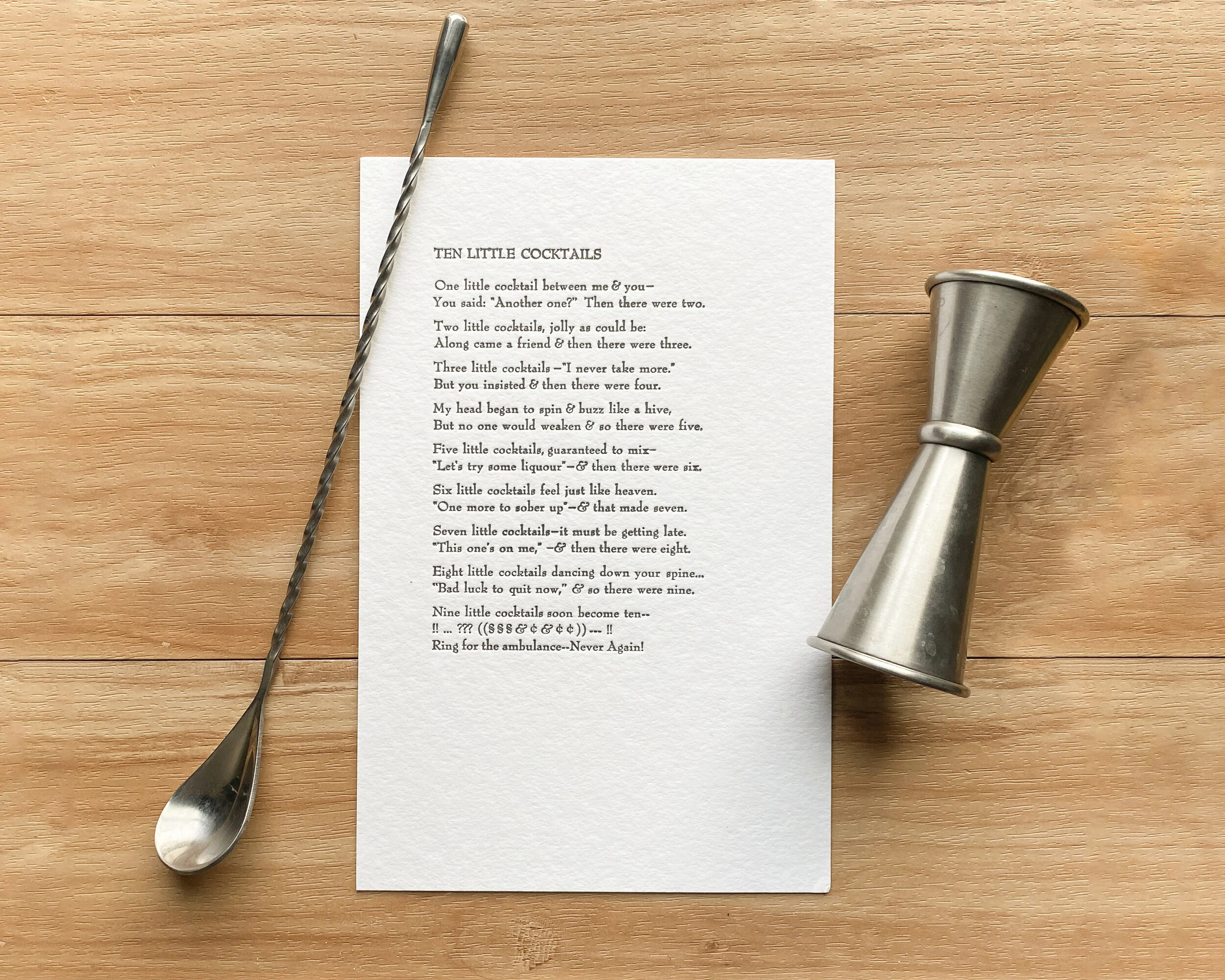 Letterpress: 10 Little Cocktails