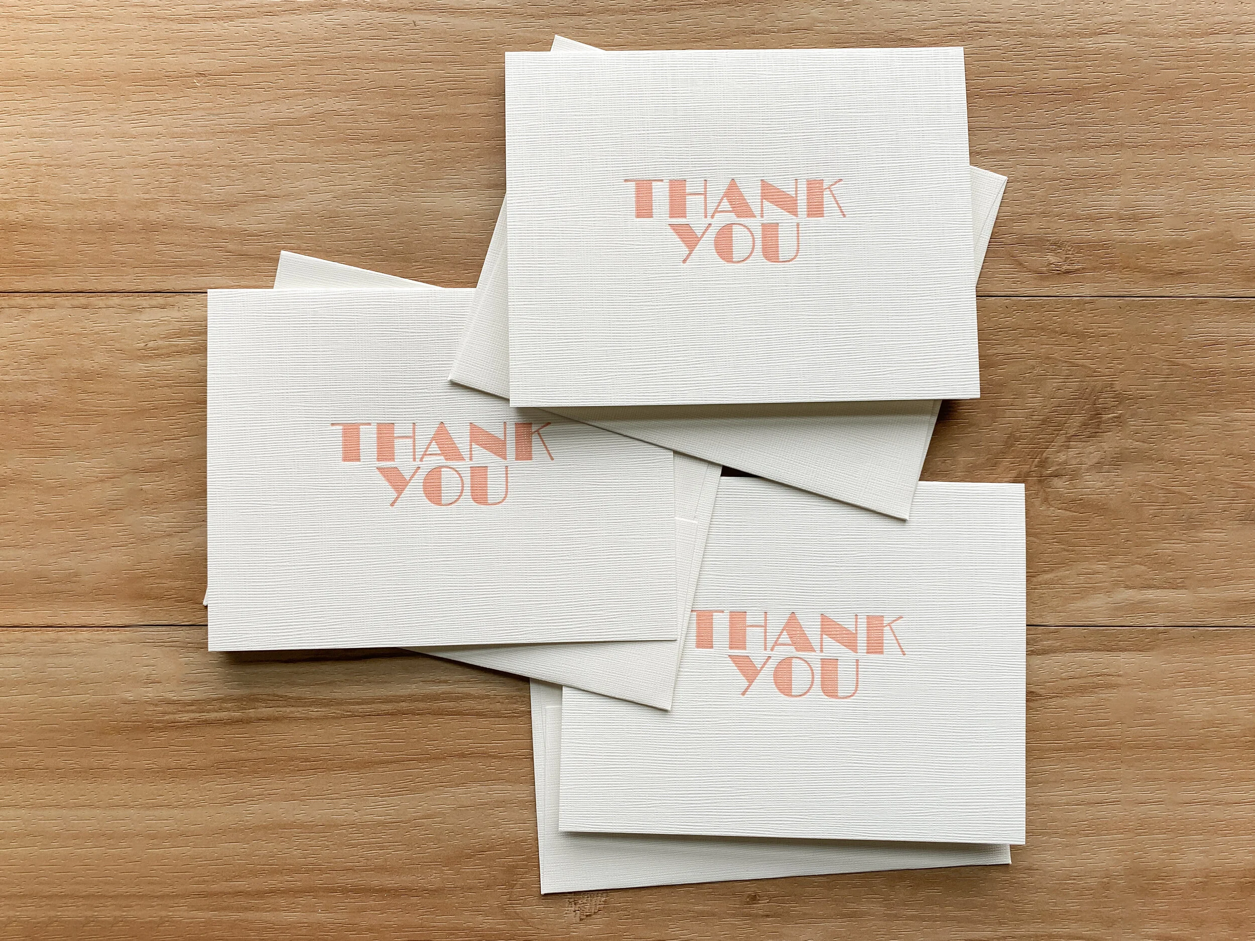Letterpress: Coral Thank You Cards