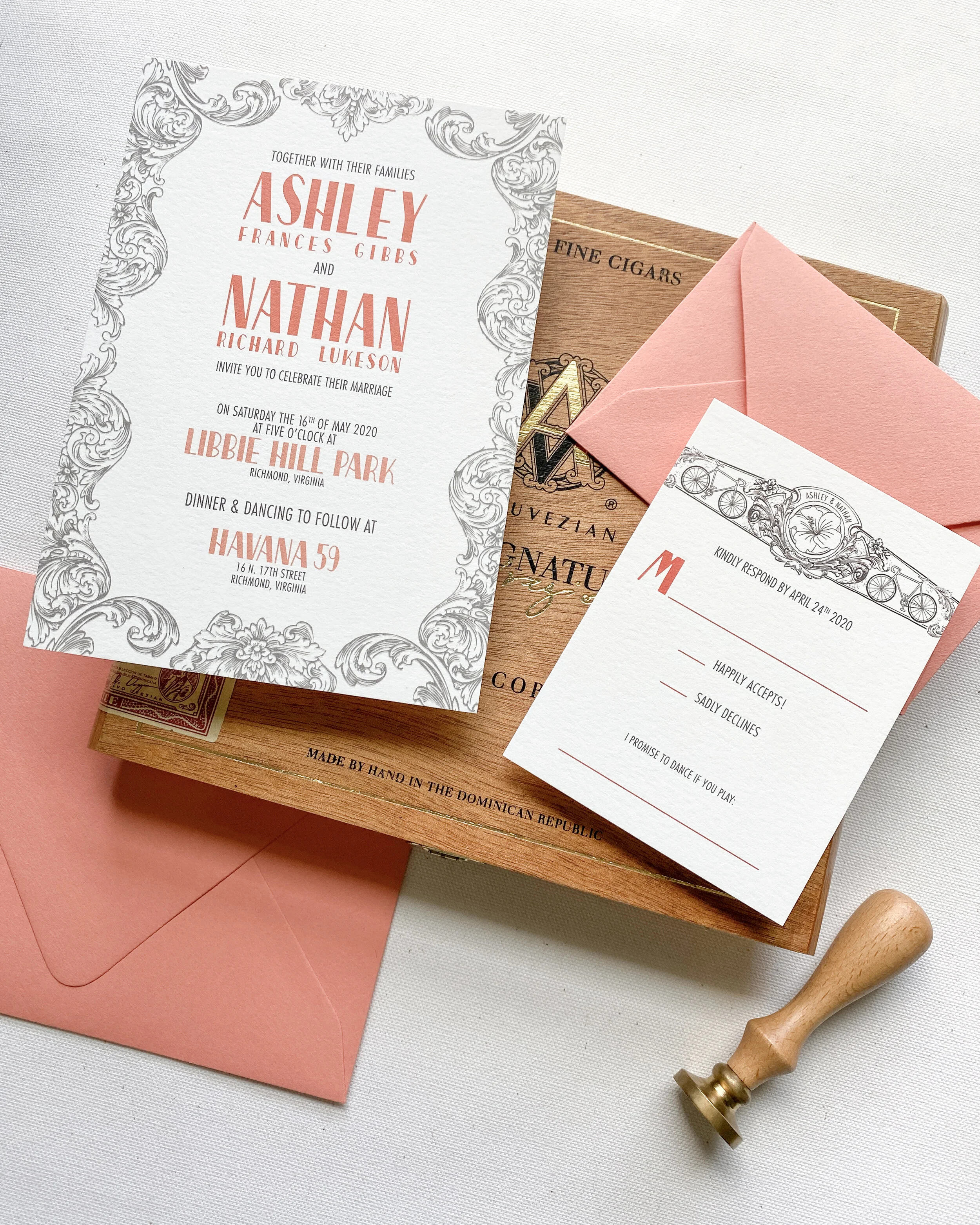 Havana Inspired Wedding Invitations:  Ashley &amp; Nathan