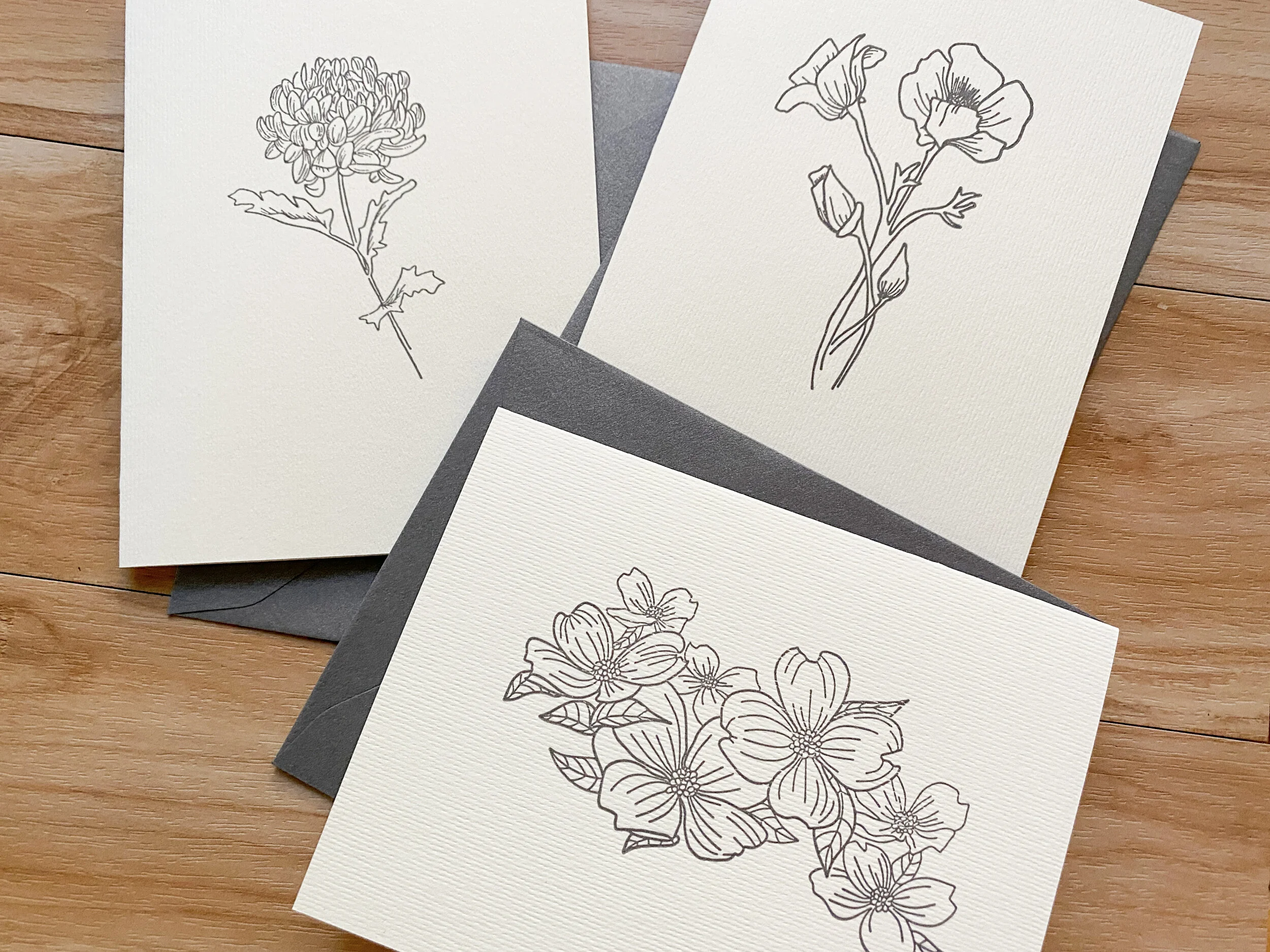 Letterpress: Floral Illustration Greeting Cards