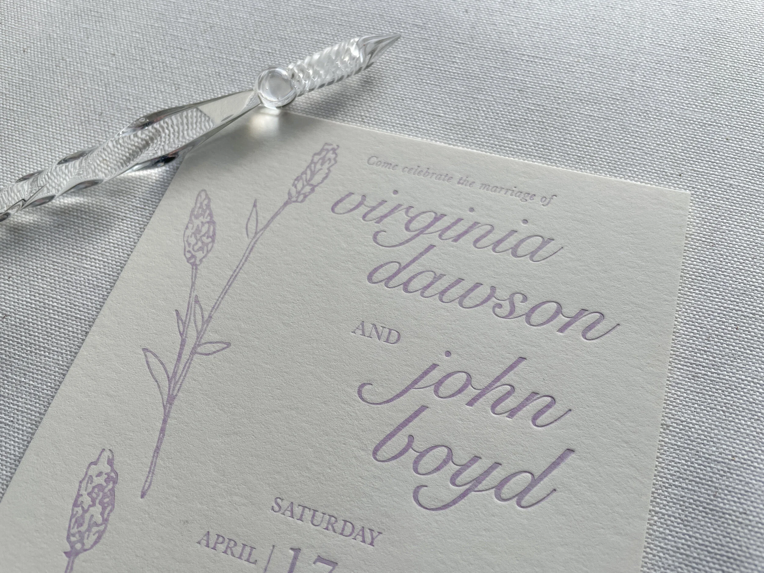 Floral Letterpress Wedding Invitations: Virginia &amp; John