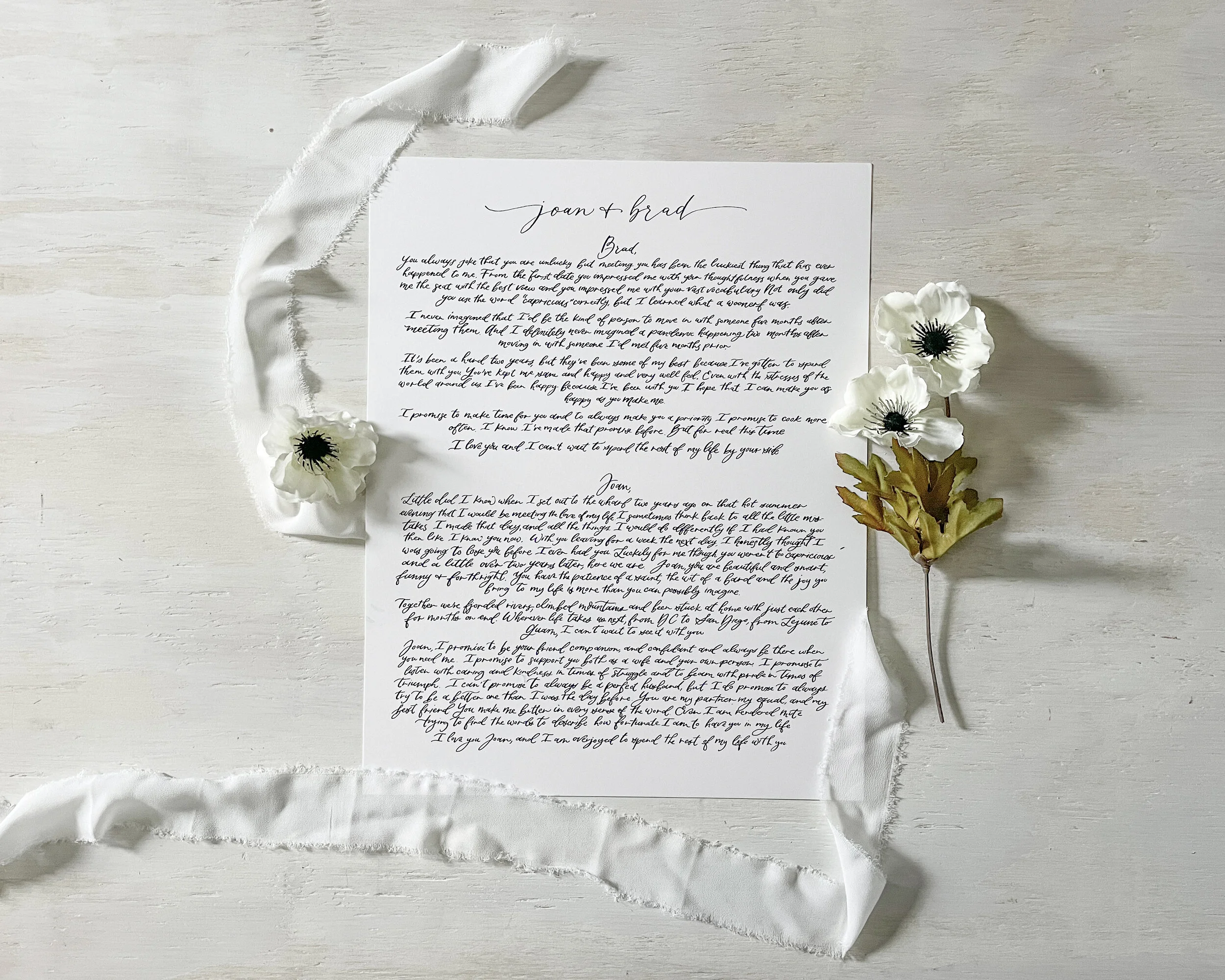 Calligraphy Wedding Vows