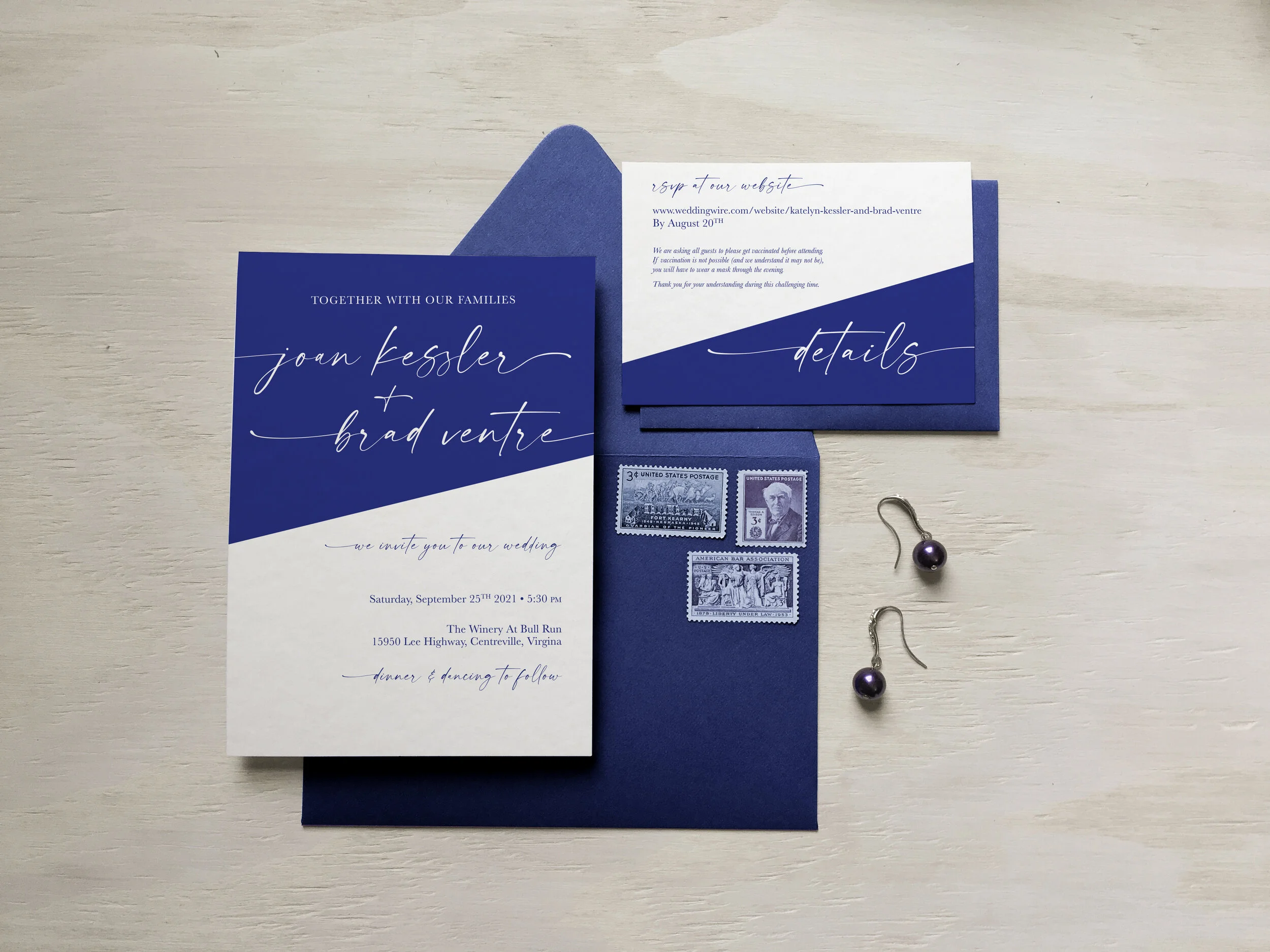 Minimal Jewel Tone Wedding Invitations: Joan &amp; Brad