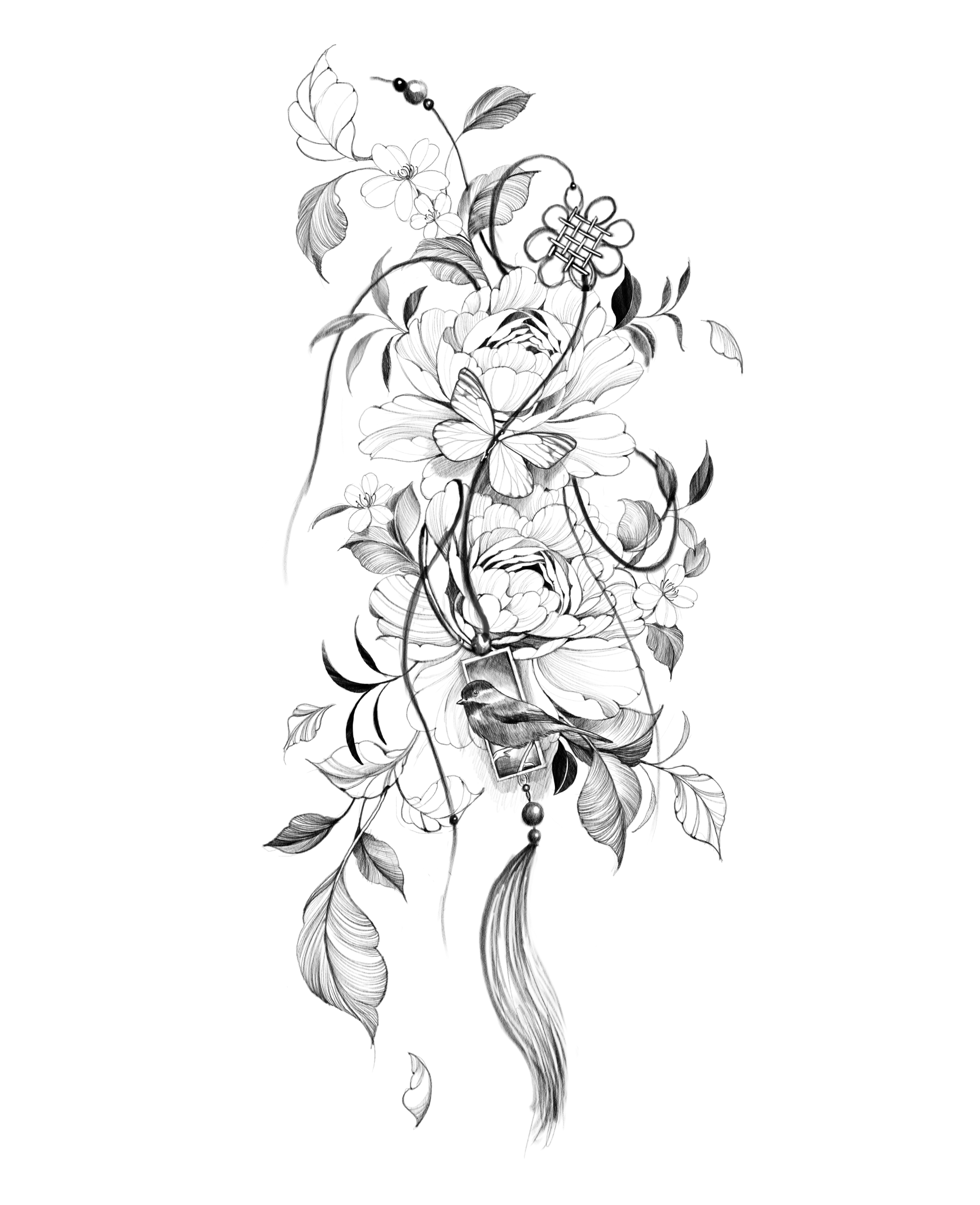 Floral with Butterfly Bird Charm