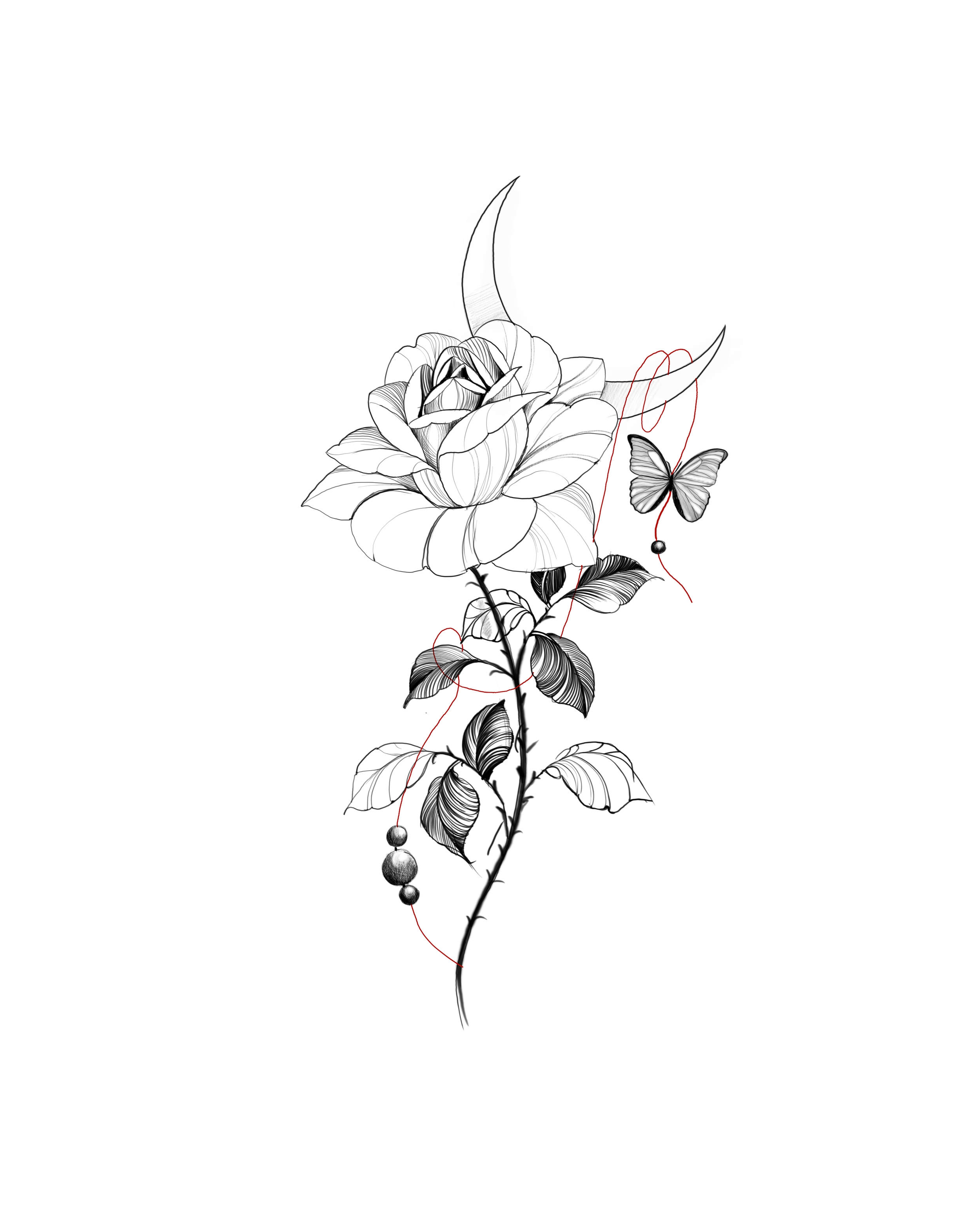 Rose Moon Butterfly Charm