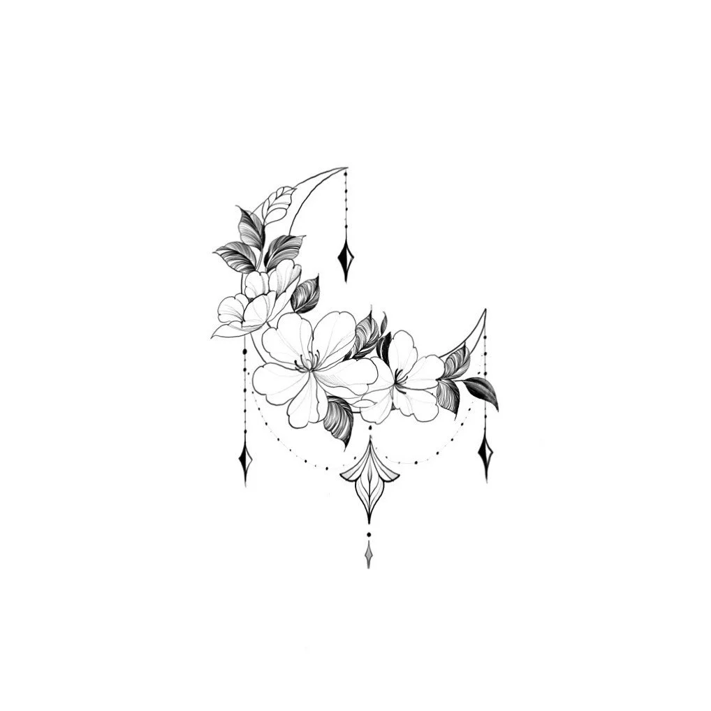 Crescent floral moon flash
