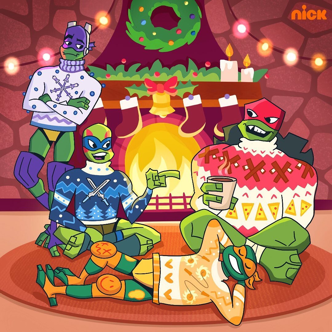 turtles in turtle-neck sweaters! 🐢🍕
so fun getting to make this @tmnt piece for ugly sweater day... feeling those cozy holiday feelings! 🎄🧡