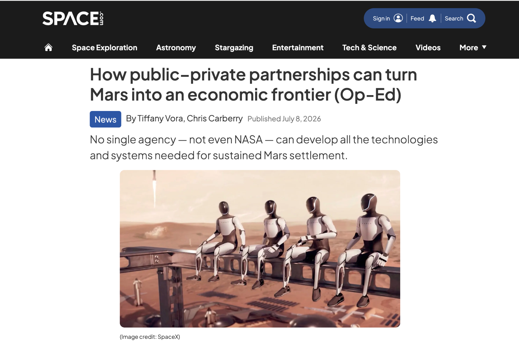 How public–private partnerships can turn Mars into an economic frontier (Op-Ed)