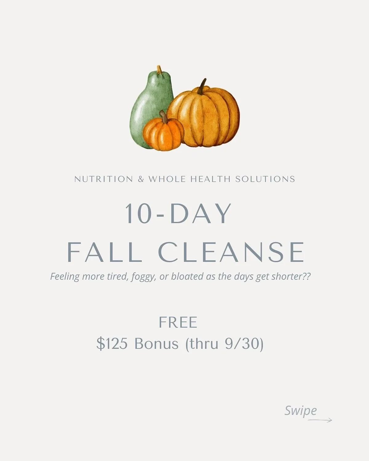 Do you feel more tired, foggy, or bloated when the days get shorter? 🍂

You&rsquo;re not alone &mdash; fall naturally shifts your body&rsquo;s rhythm, and energy, mood, and digestion often take a hit.

✨ That&rsquo;s why fall is the perfect time to 