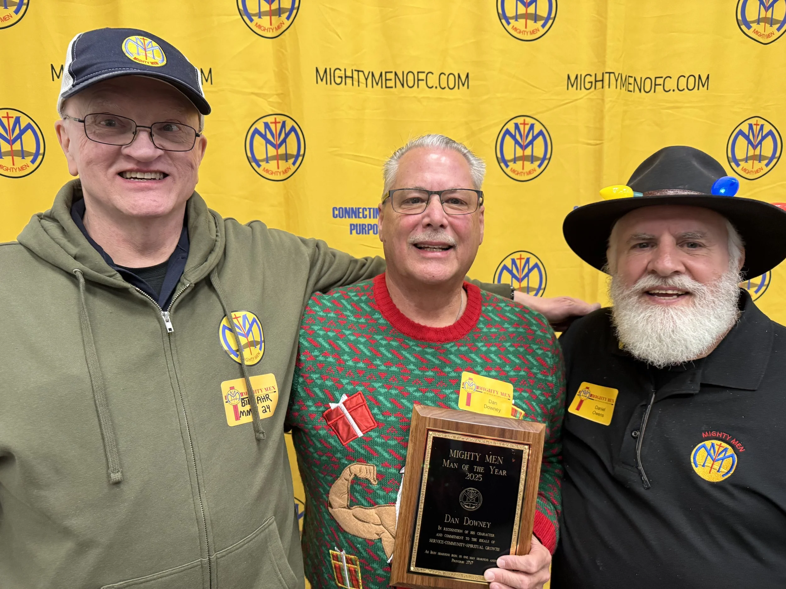 Mighty Men of Year 2024 and 2025 Bill Ahr and Dan Downey with Presenter Dan Owens