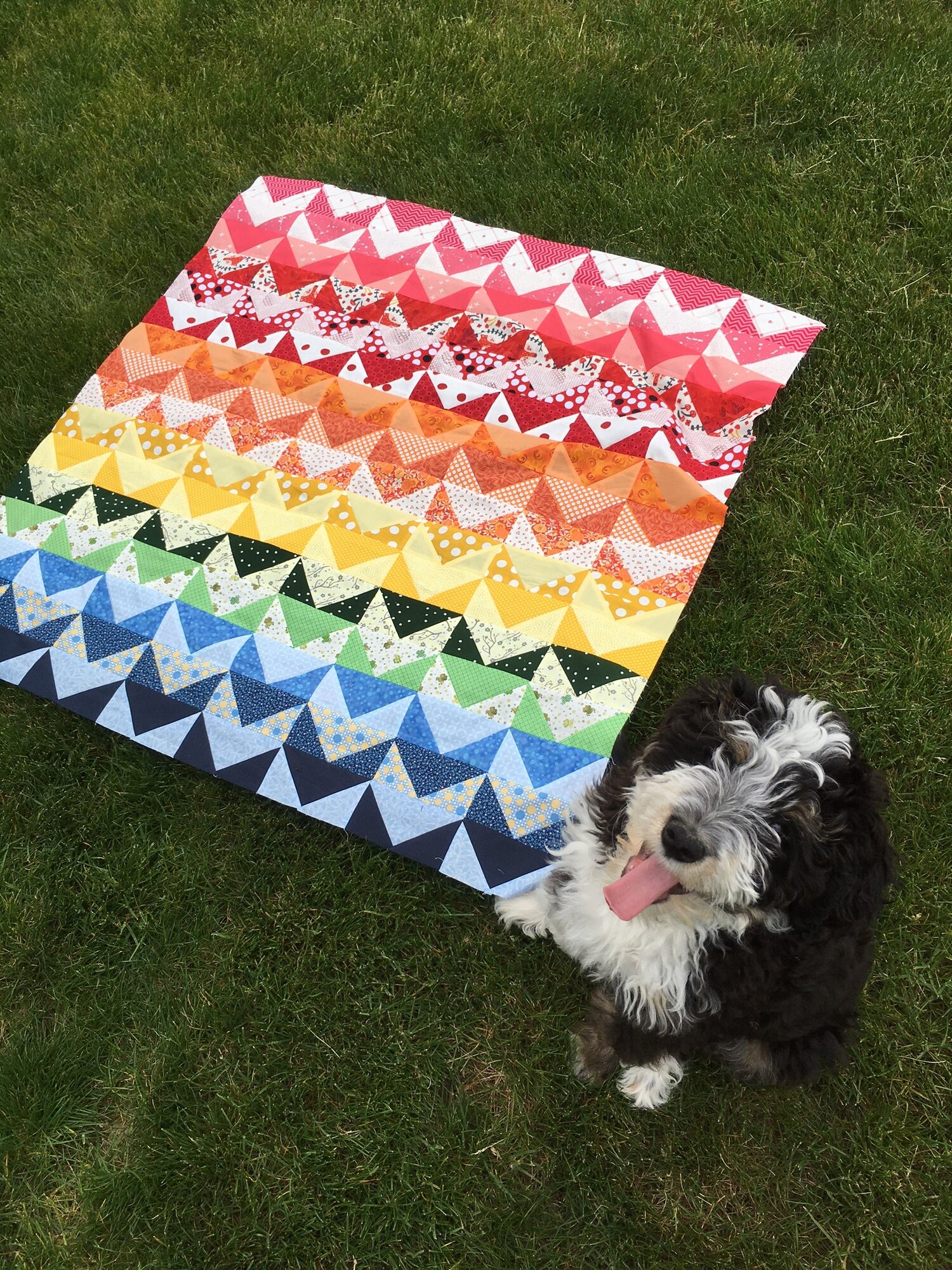 Alaina sewed up this gorgeous scrappy version in rainbow order and I couldn’t love it more - or her sweet pup! I feel so lucky to have had her help test my pattern! Alaina shares her beautiful work @heliotropegreen on IG.