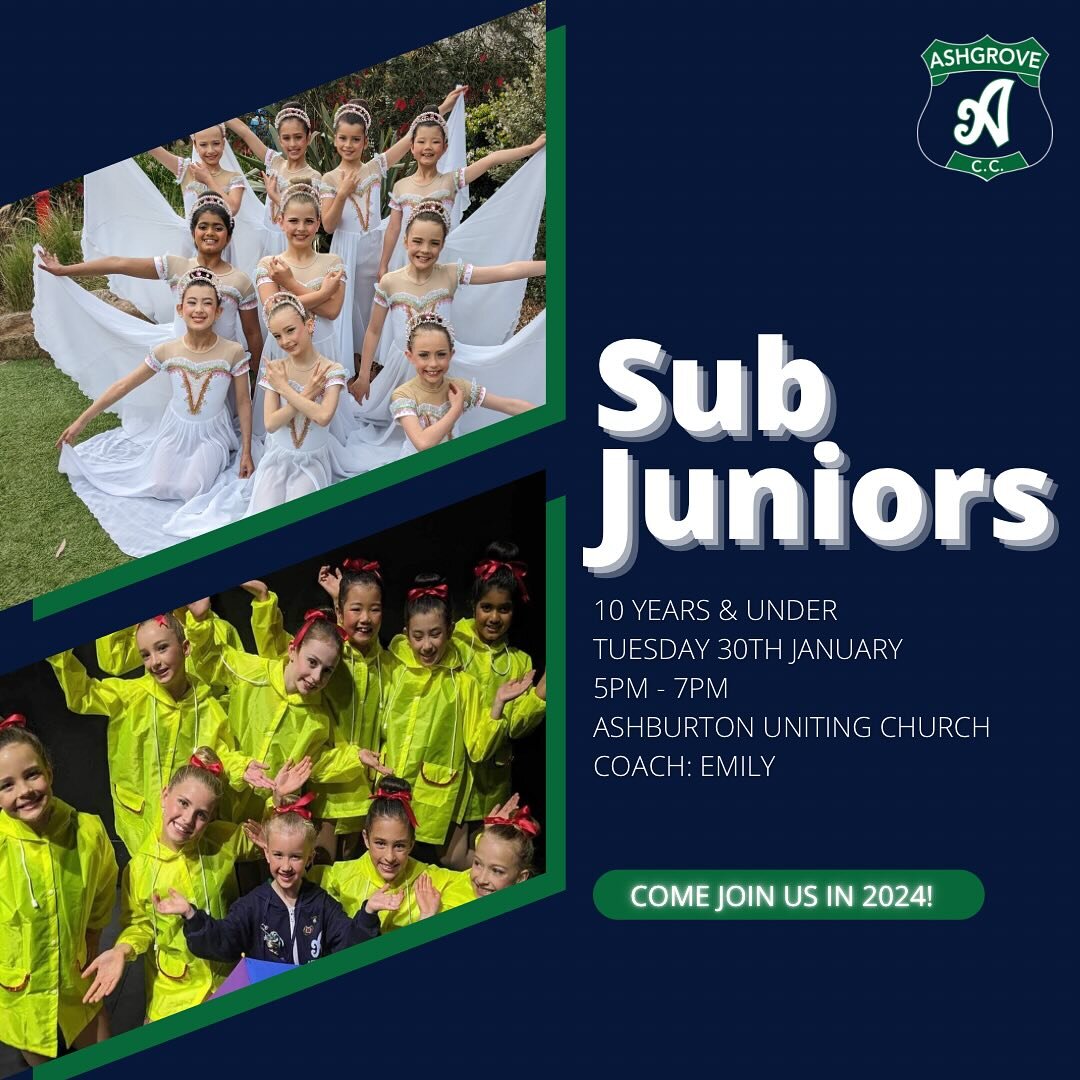 Join Ashgrove C.C in 2024!

Our beautiful Sub Juniors team are so excited to get back to classes.

Is your child between the ages of 8 to 10 years old?

We run lots of exciting activities that promote strength, flexibility, social skills, friendships