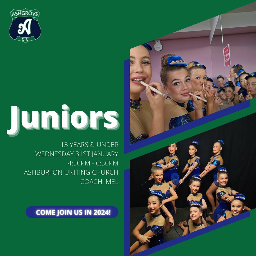 Join Ashgrove C.C for 2024! 

Our beautiful Juniors are back! We are so excited to see new and returning faces to this team. 

Is your child between the ages of 11 to 13 years?

We run lots of exciting activities that promote strength, flexibility, f