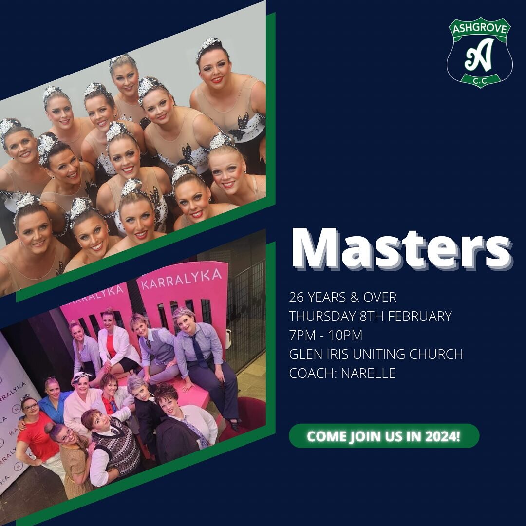 Join Ashgrove C.C in 2024!

Are you over the age of 26 years? Want to make friends with like-minded ladies? Want to start something to keep active?

Come along to our Masters Come and Try class!

Our classes incorporate strength, flex, apparatus, bal