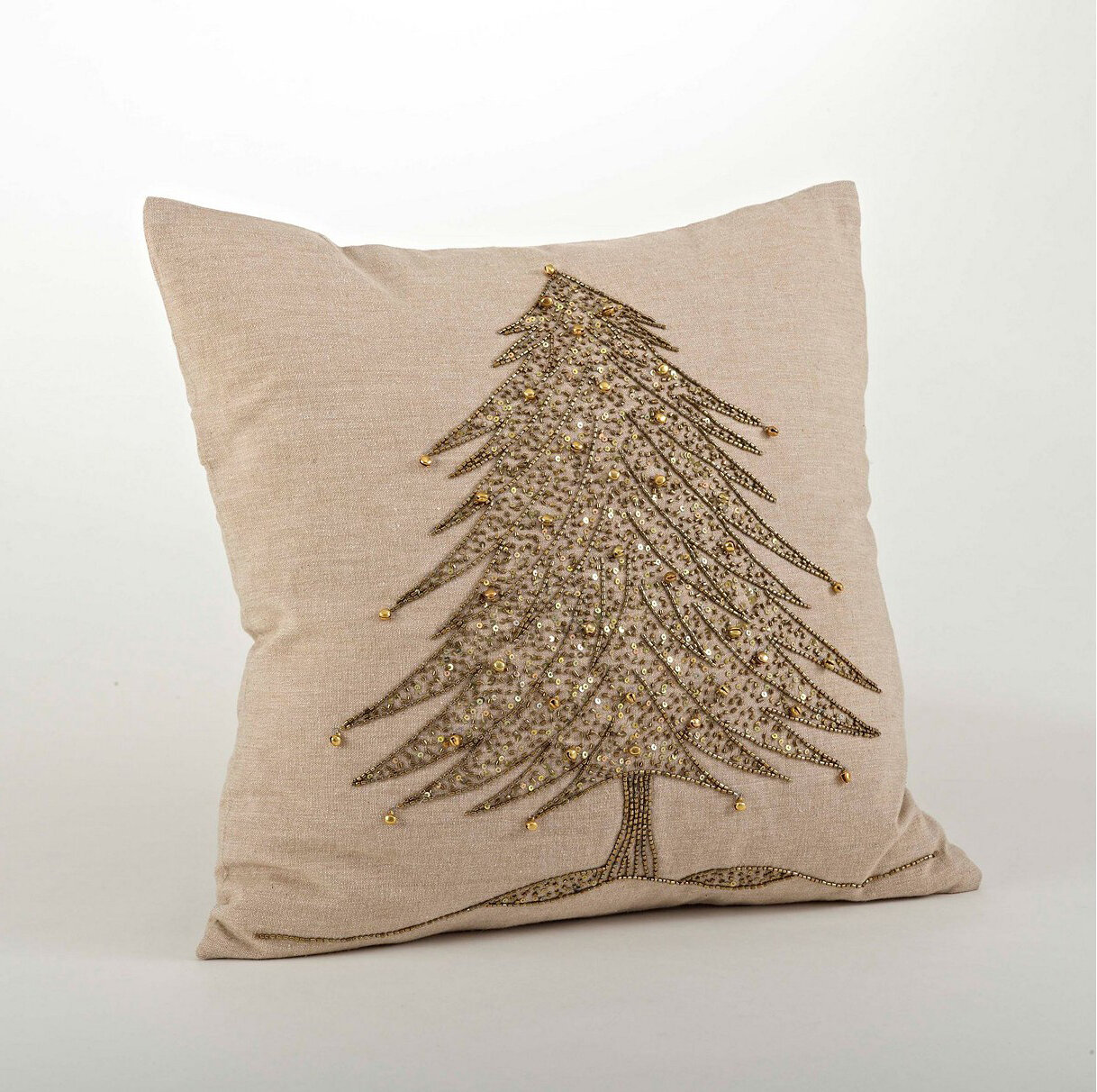 Hand Beaded Christmas Pillow
