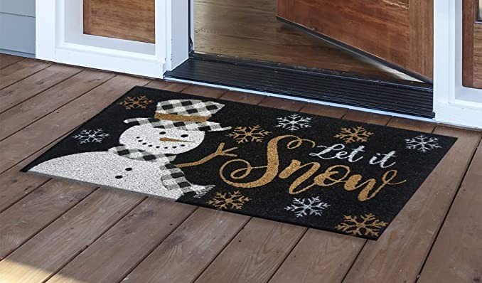 Snowman Winter Let It Snow Christmas and Winter Welcome Mat