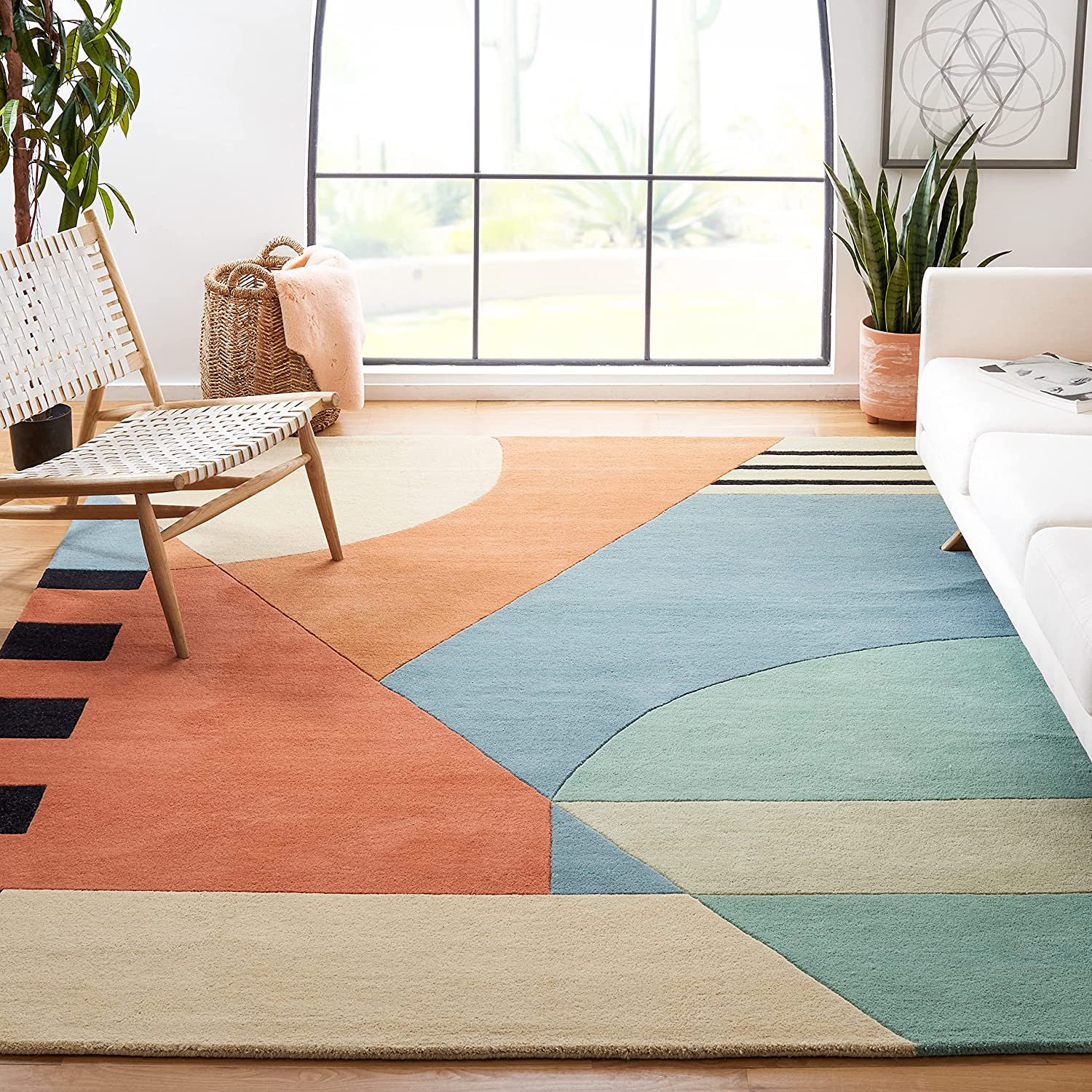 Rodeo Drive Collection 8' x 11' Gold RD863A Handmade Mid-Century Modern Abstract Wool Area Rug