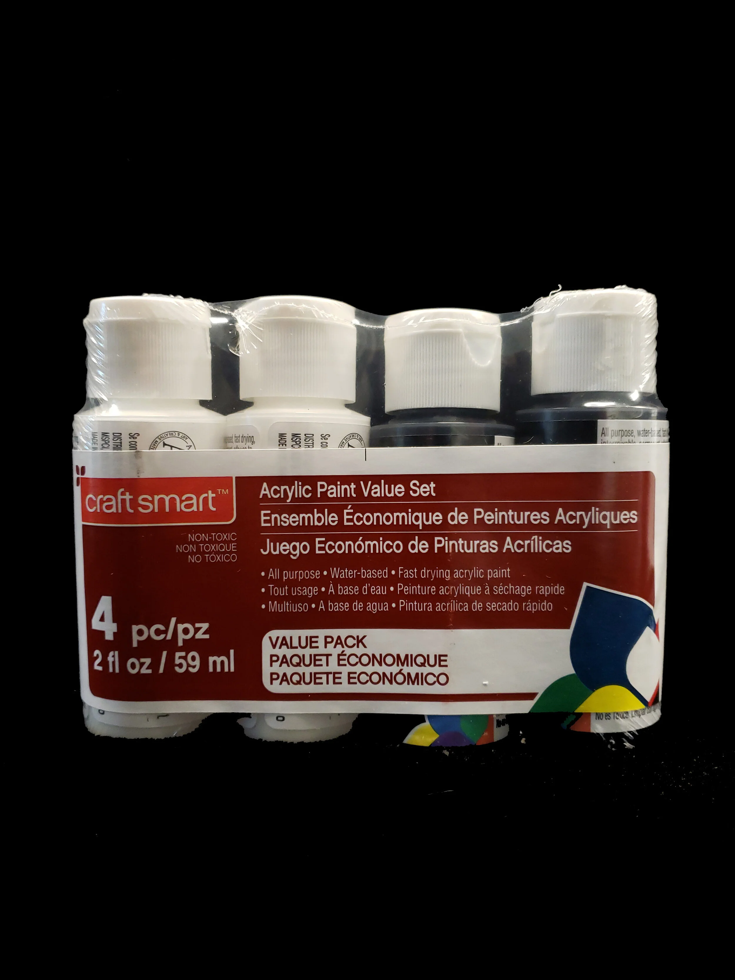 CraftSmart 2 pcs acrylic paint pack (white and black)