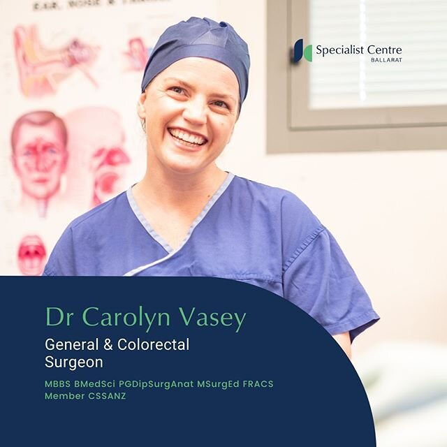 Dr Carolyn Vasey is a General and Colorectal Surgeon at Specialist Centre Ballarat. .
.
.
.
.
.
#generalsurgeon #generalsurgery #ballarat #colorectalsurgeon #colorectalsurgery #colorectaldisease #colonoscopy #pelvicfloor #pelvicfloorsurgery #endometr