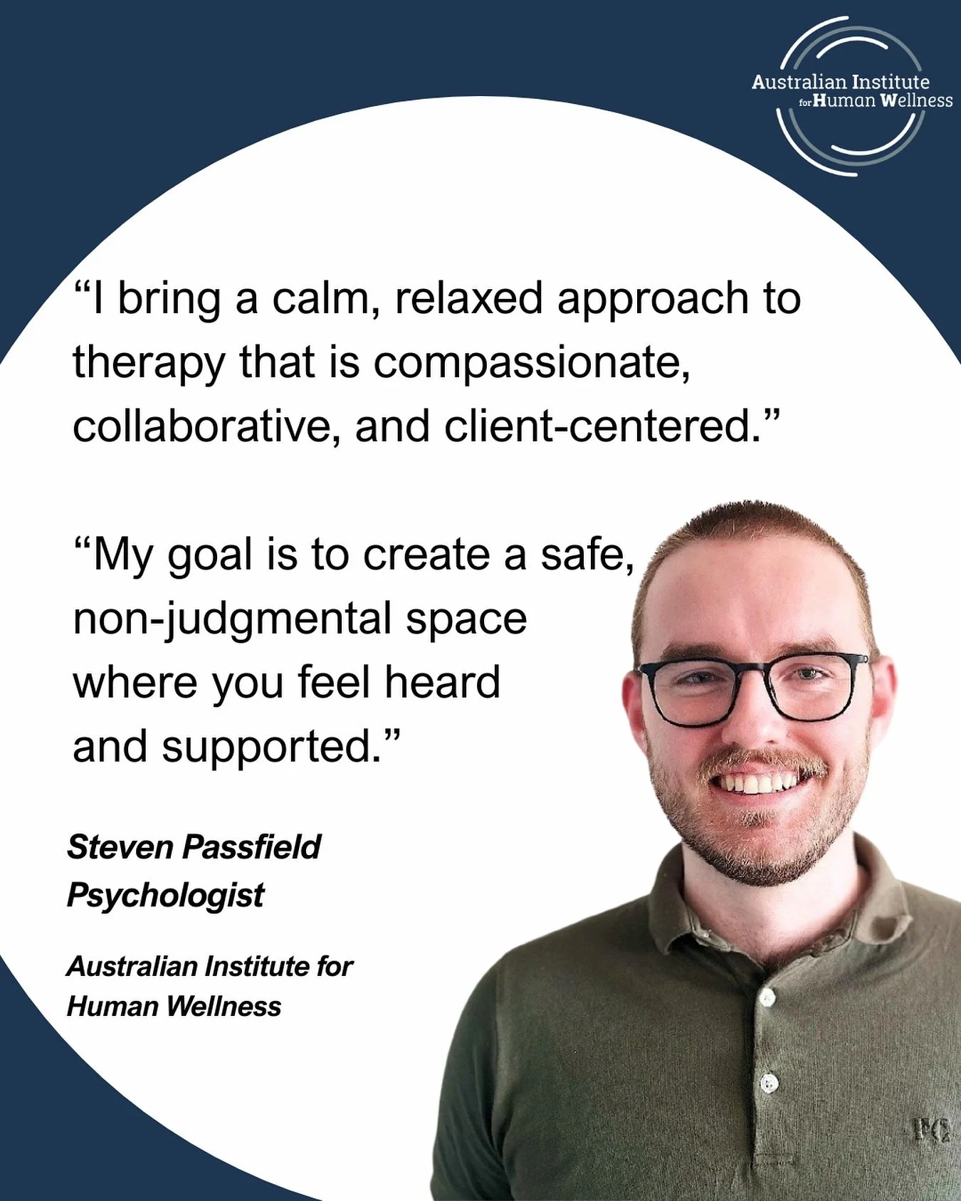 Looking to start therapy with a psychologist? Look no further than Steven! We are so grateful to have Steven on the AIHW team. 
We brings a warm, compassionate approach to therapy, and has a real passion for helping couples as well as individuals. 

