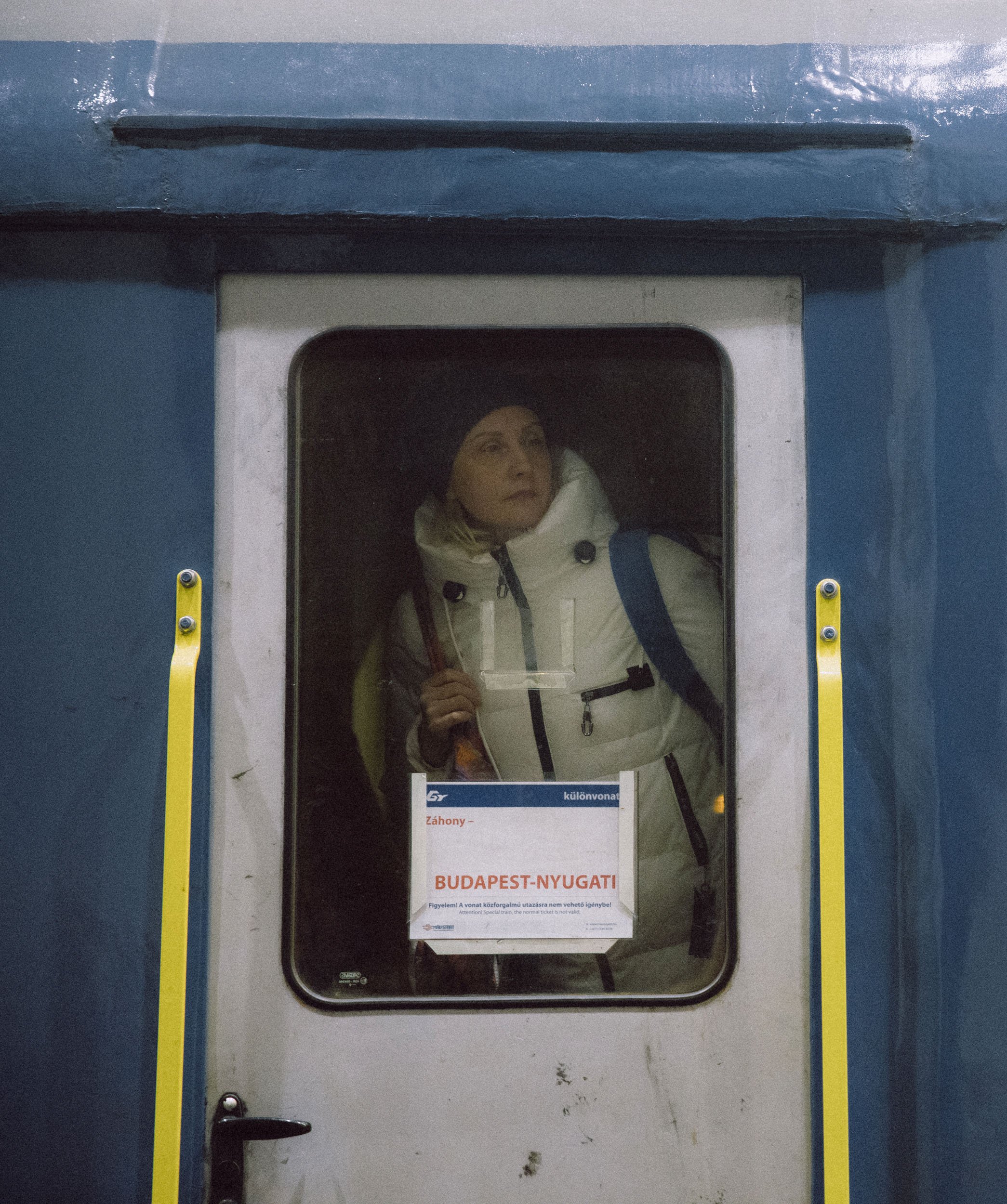  A woman arrives to the Western Railway Station from Zahony after crossing the border at Zahony-Csap as they flee Ukraine on March 03, 2022 in Budapest, Hungary 