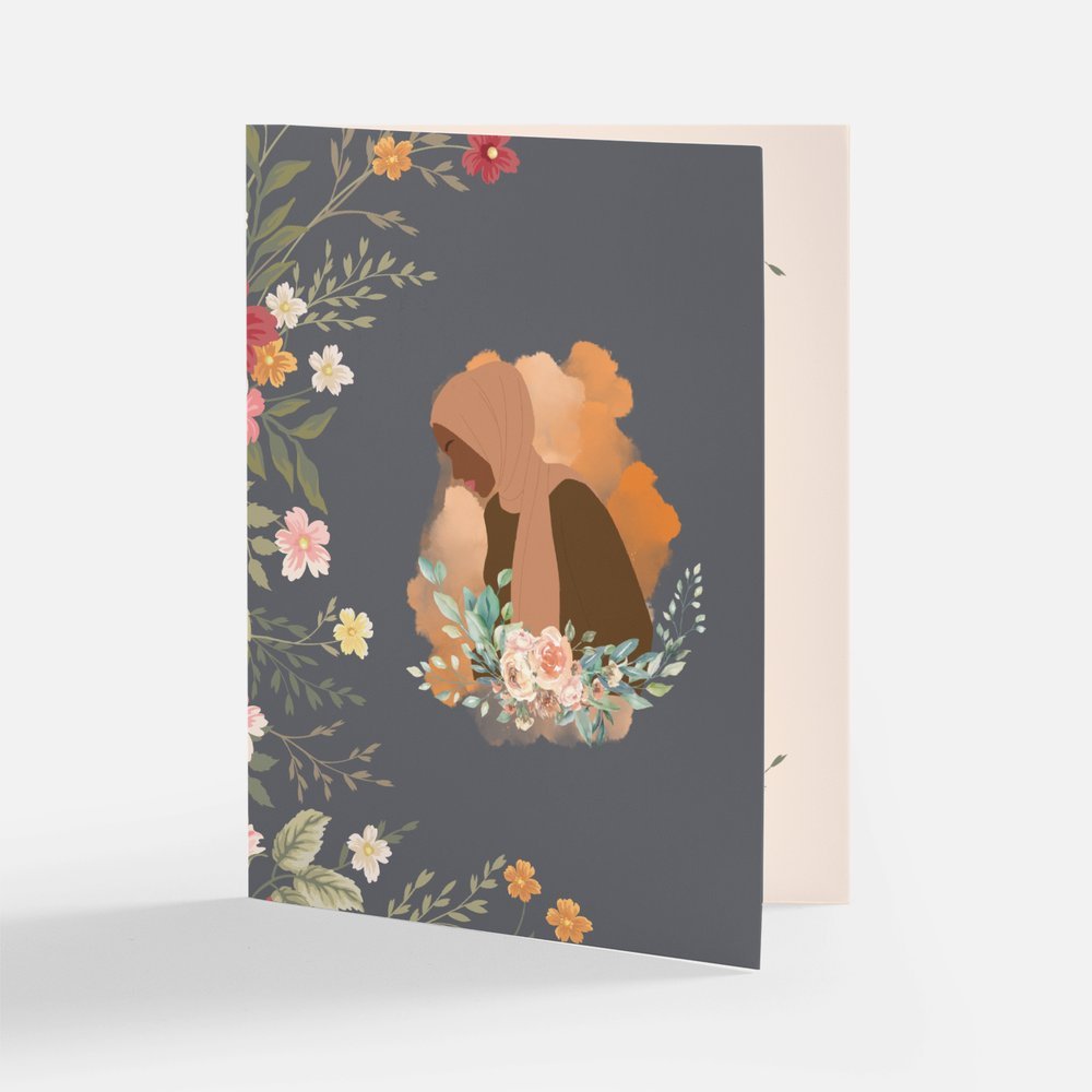 Elegant Eid Mubarak Card with Floral Design