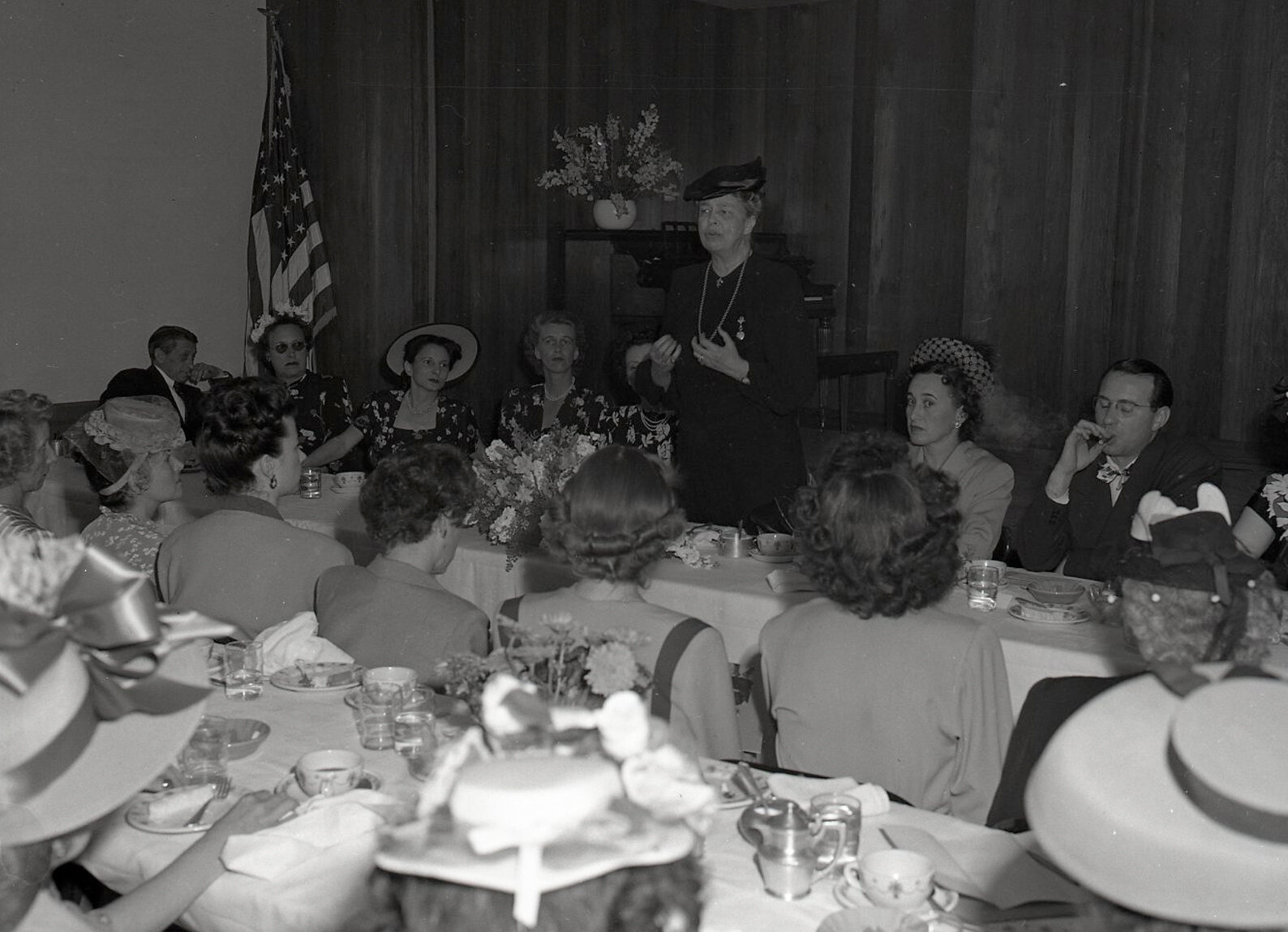 Eleanor Roosevelt speaking at a UJA Federation Dinner in 1947