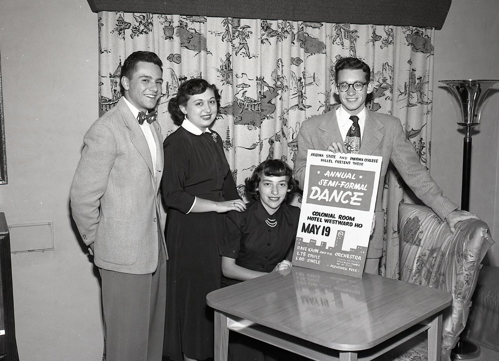 Hillel group working on the upcoming dance posters ca. 1950