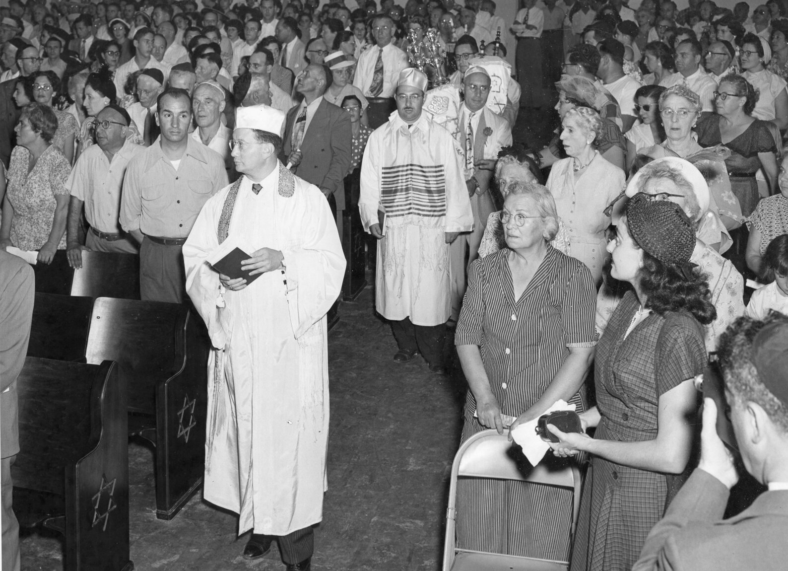 Torah procession at the dedication of Beth El in 1951